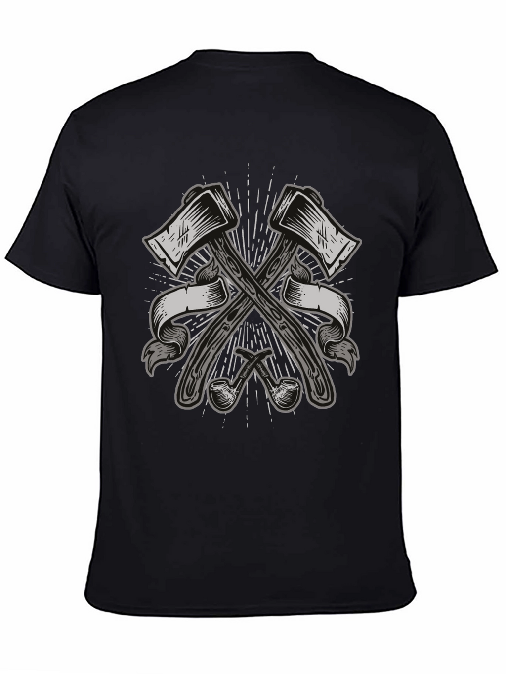 Axe & Pipe Graphic Black T-Shirt