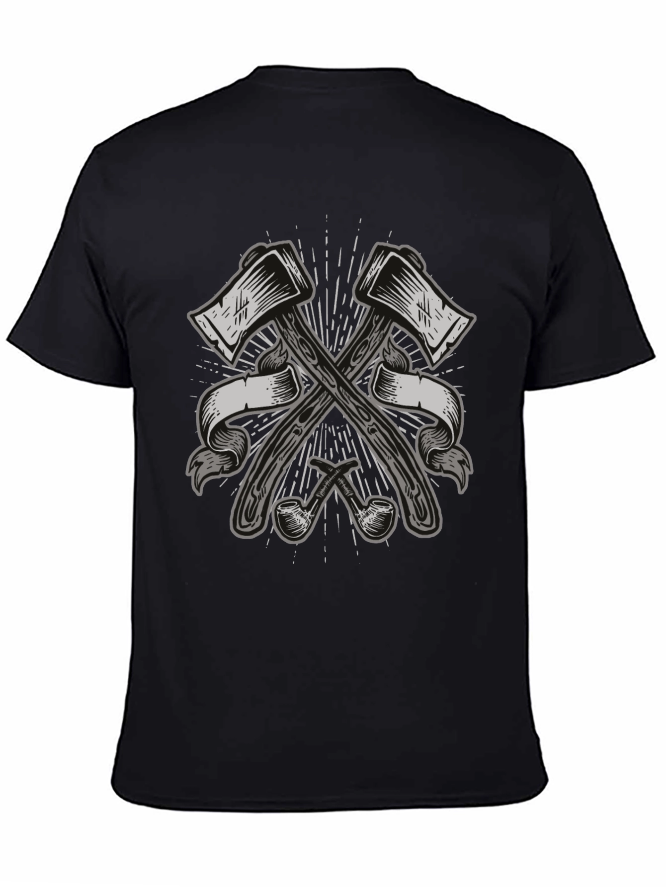 Axe & Pipe Graphic Black T-Shirt