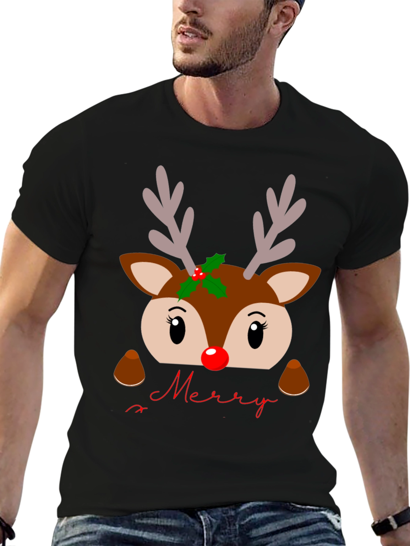 Festive Reindeer Merry Christmas T-Shirt