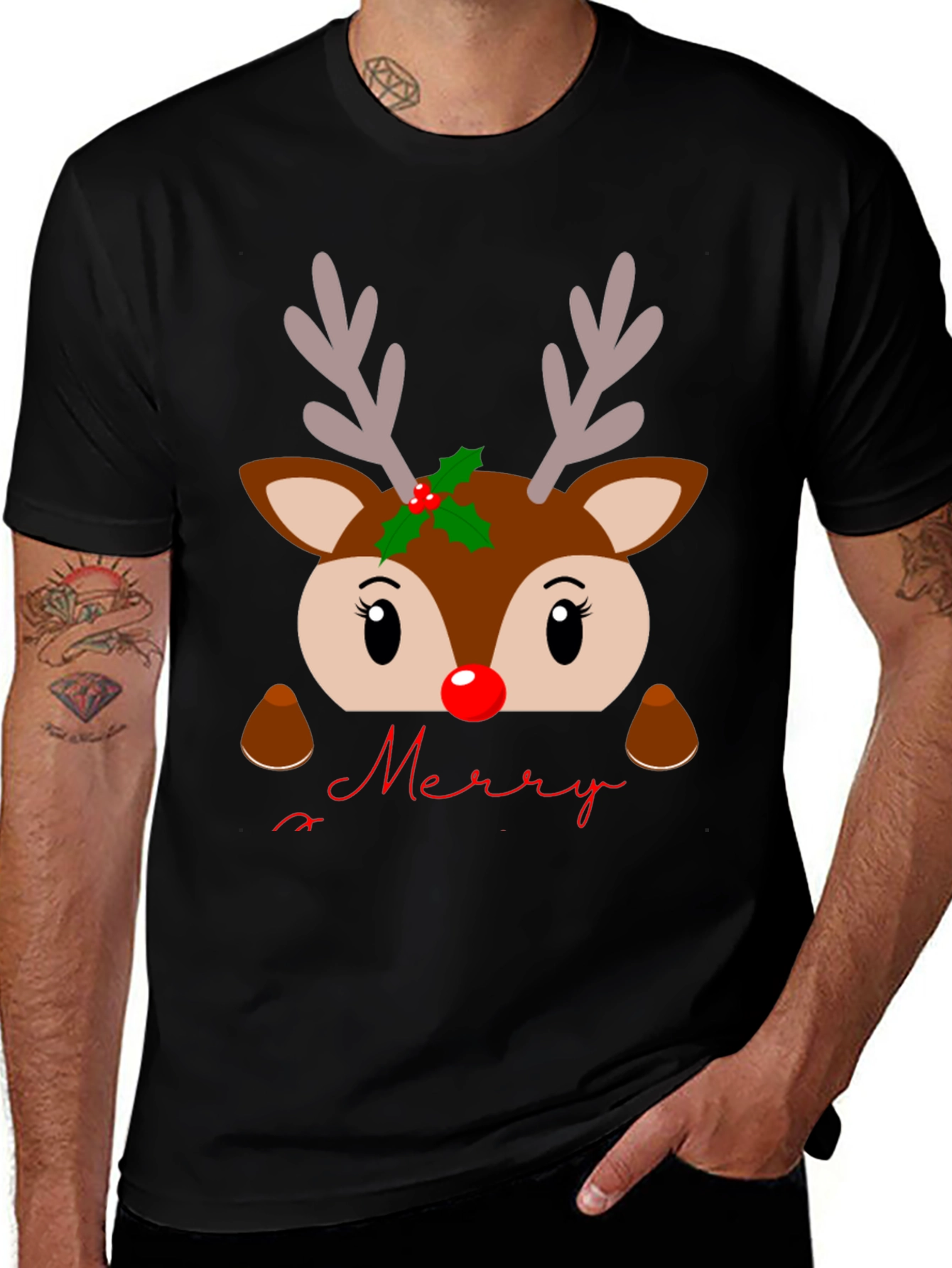 Festive Reindeer Merry Christmas T-Shirt