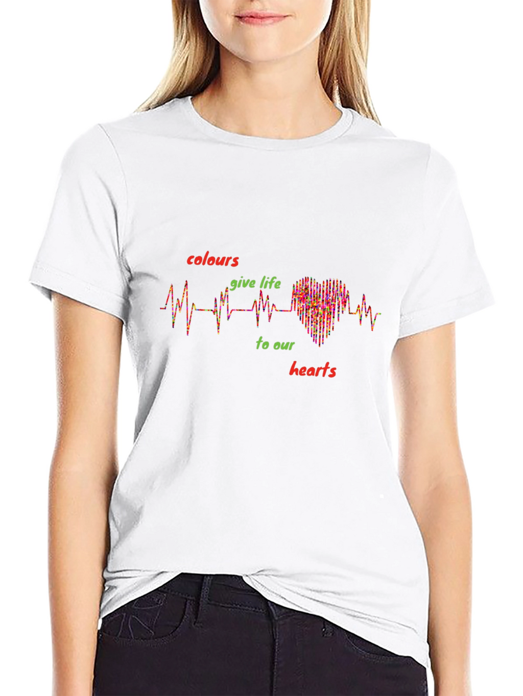 Colorful Heartbeat Graphic T-Shirt