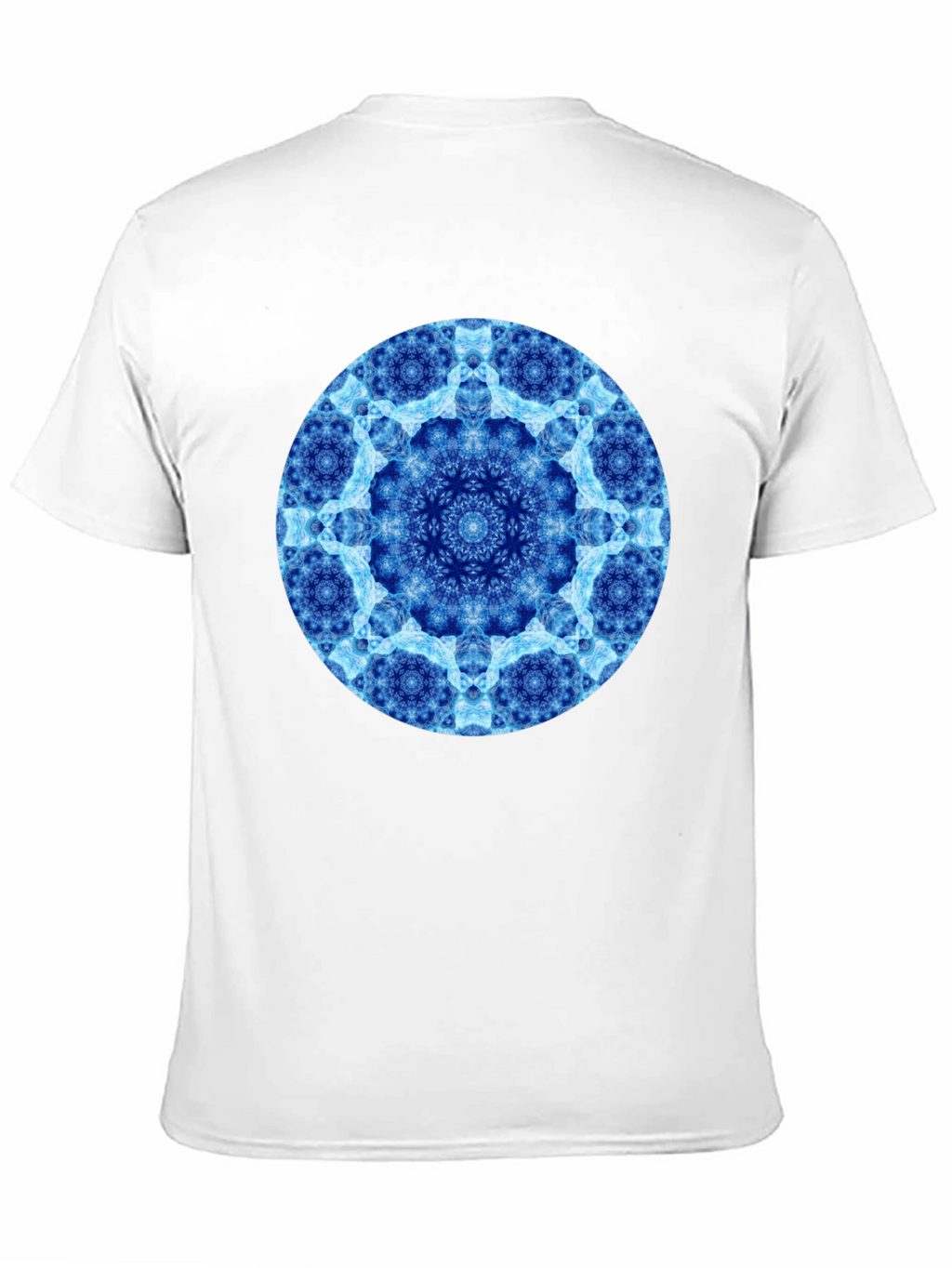 Blue Mandala Circle Graphic Black T-Shirt