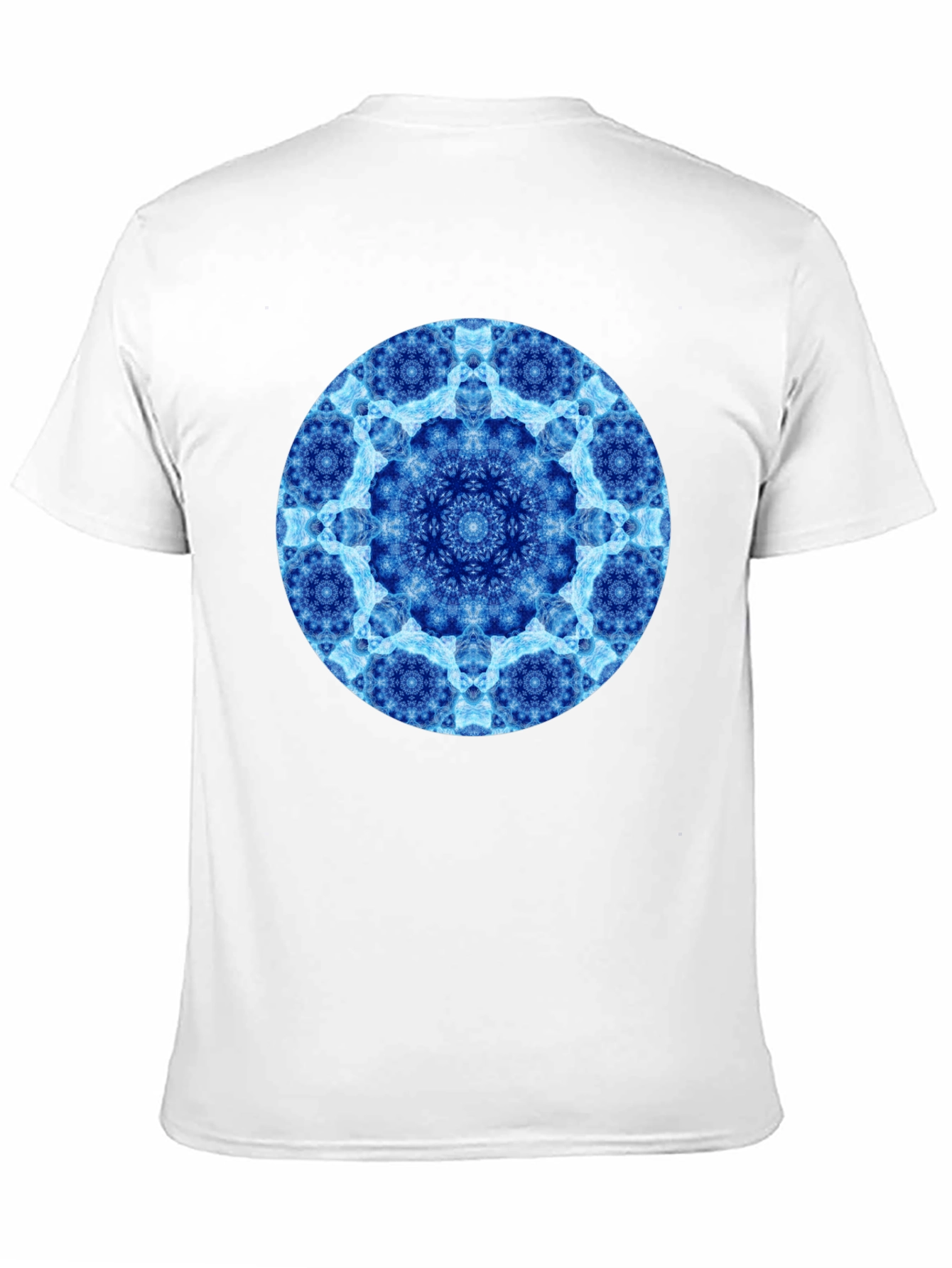 Blue Mandala Circle Graphic Black T-Shirt