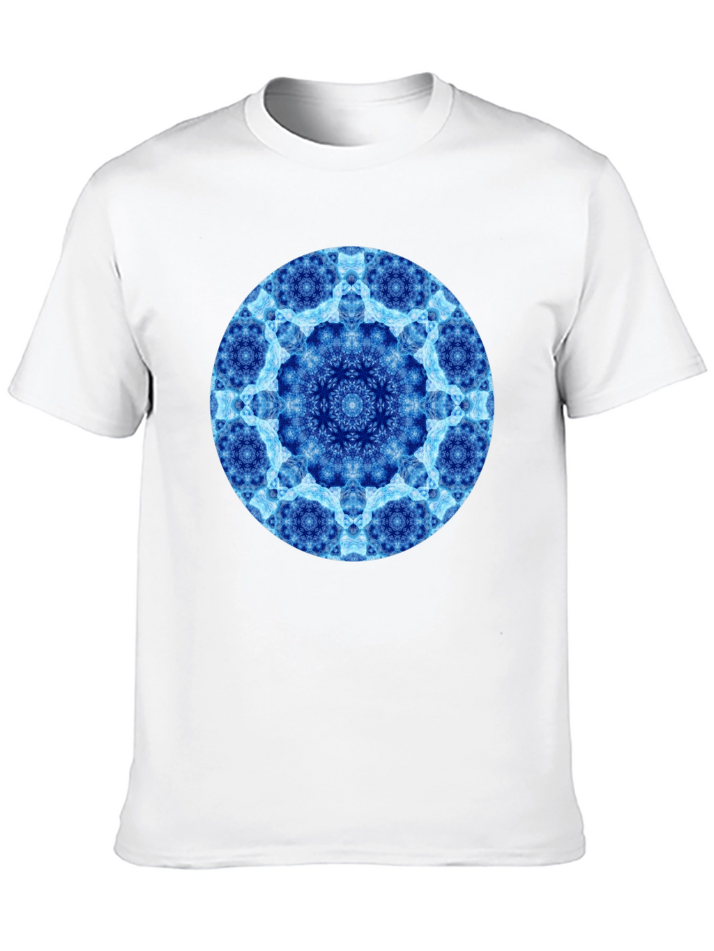 Blue Mandala Circle Graphic Black T-Shirt