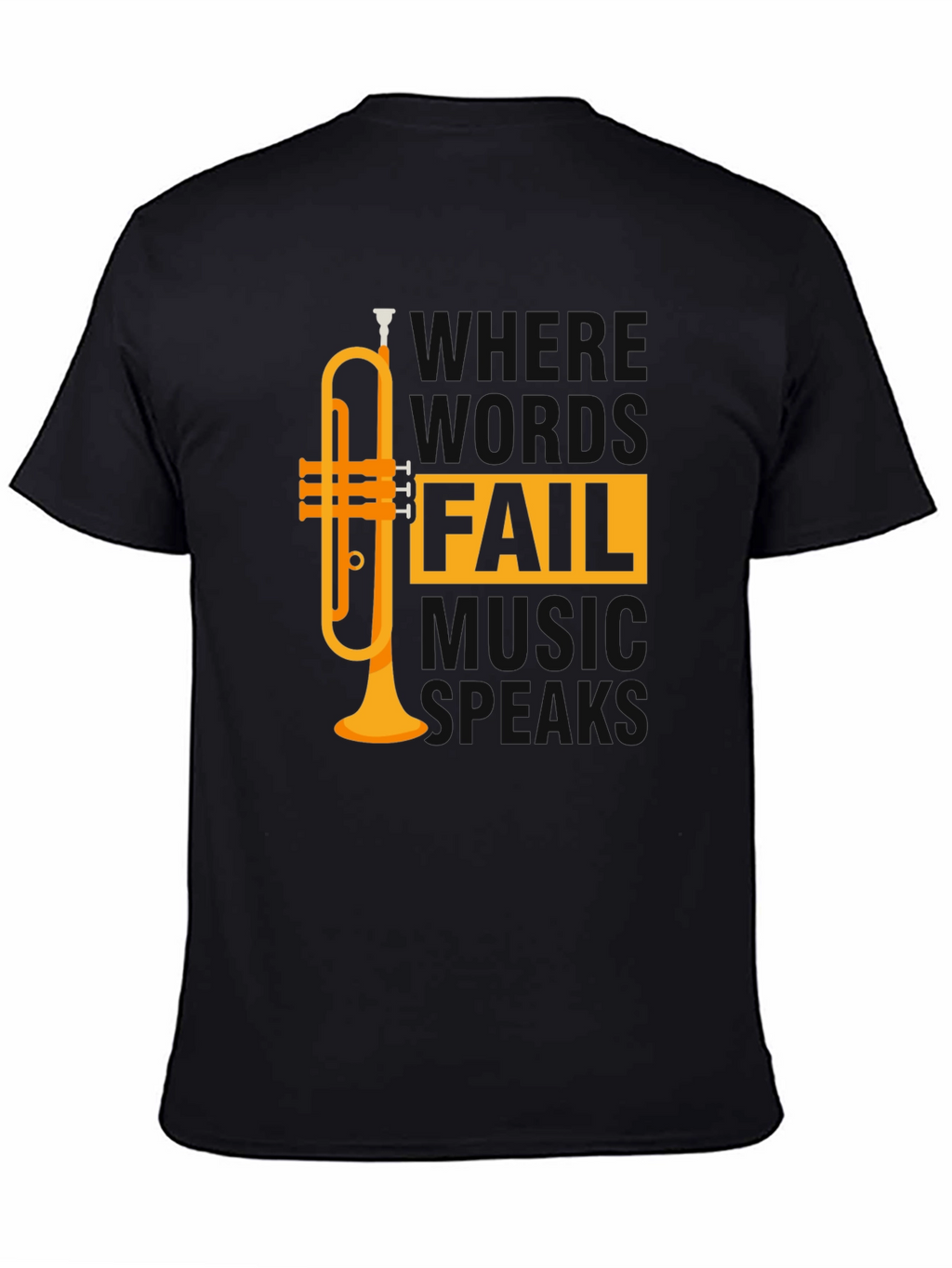 Music Speaks T-Shirt - Trumpet Design - Unisex Tee