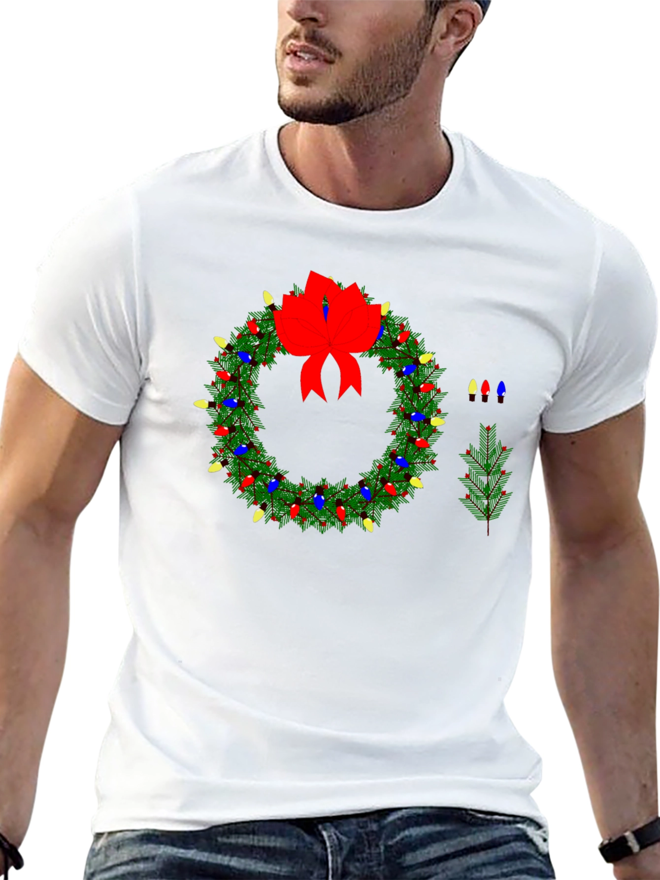 Festive Wreath Graphic Tee - Holiday Style