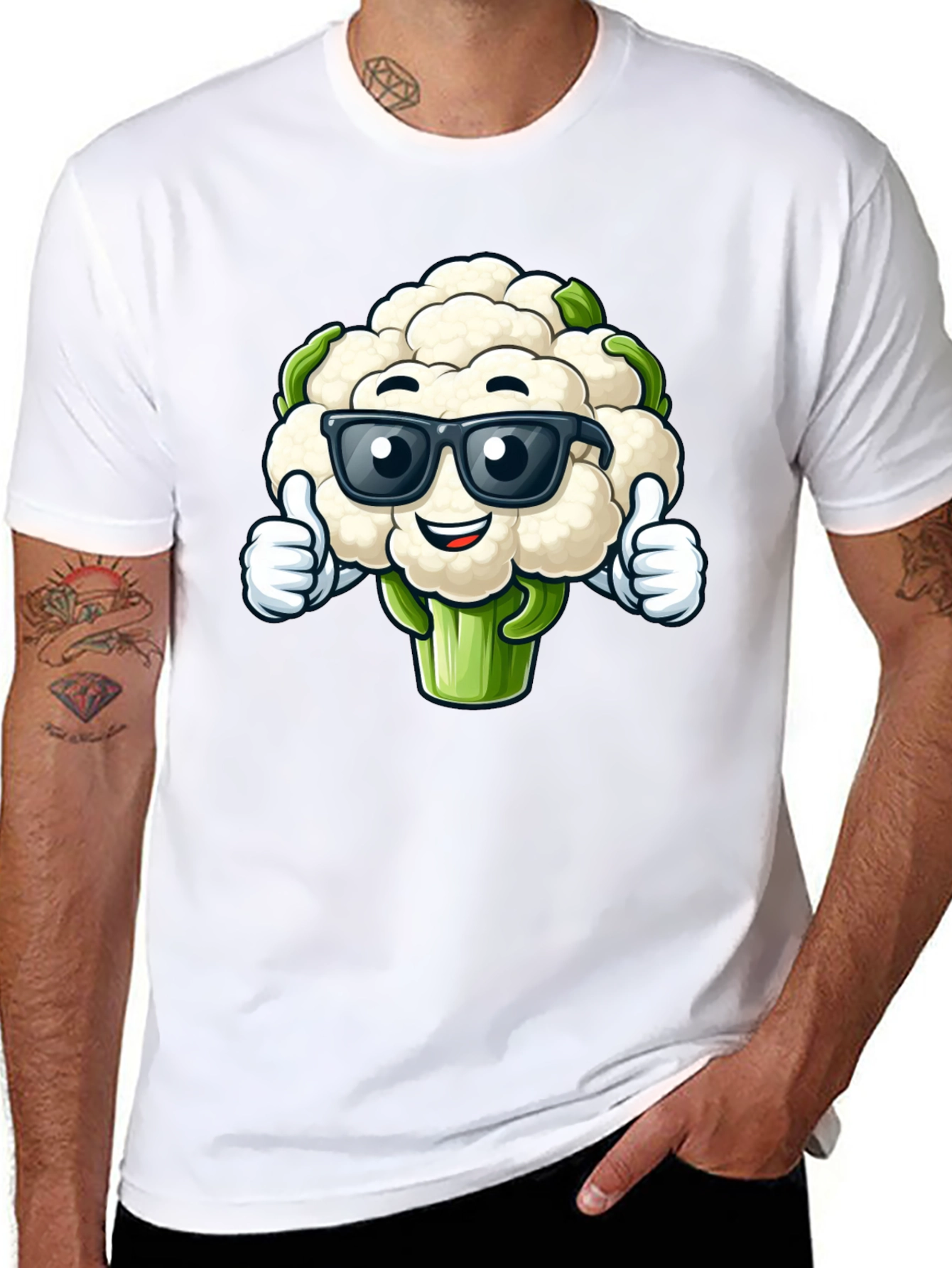 Cool Cauliflower Graphic Tee - Black Cotton