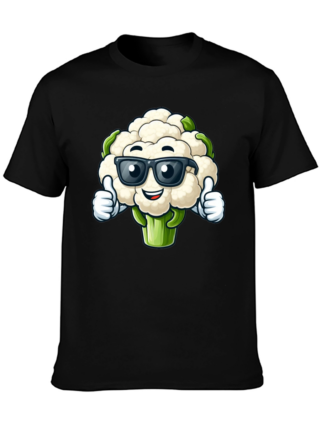 Cool Cauliflower Graphic Tee - Black Cotton