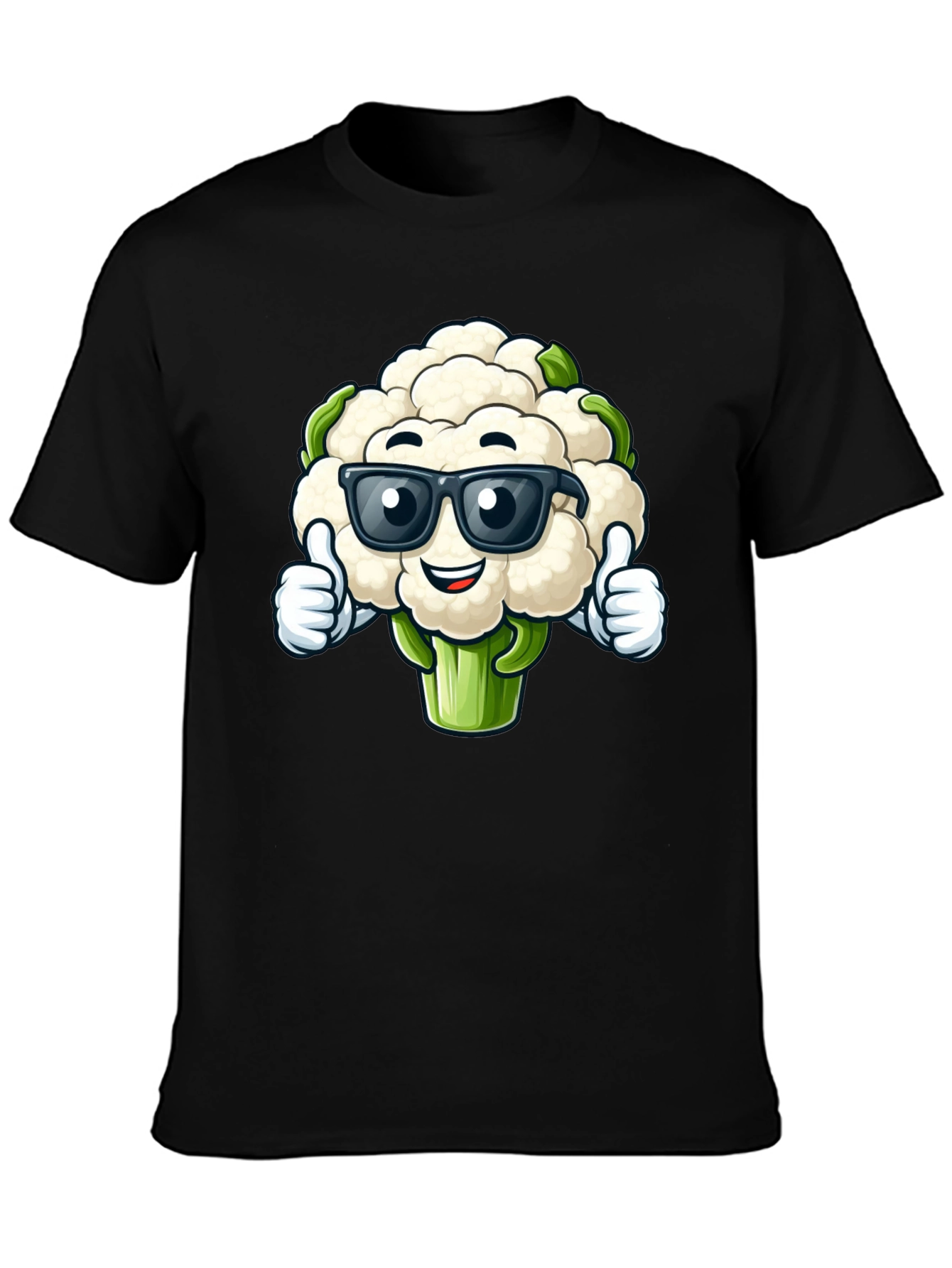 Cool Cauliflower Graphic Tee - Black Cotton