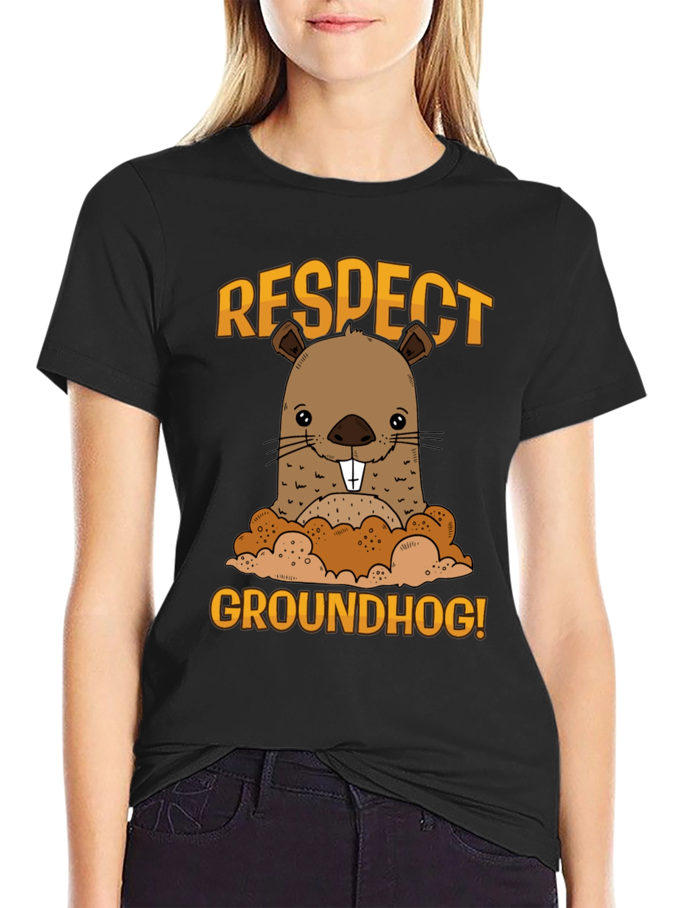 Respect Groundhog Funny Graphic T-Shirt