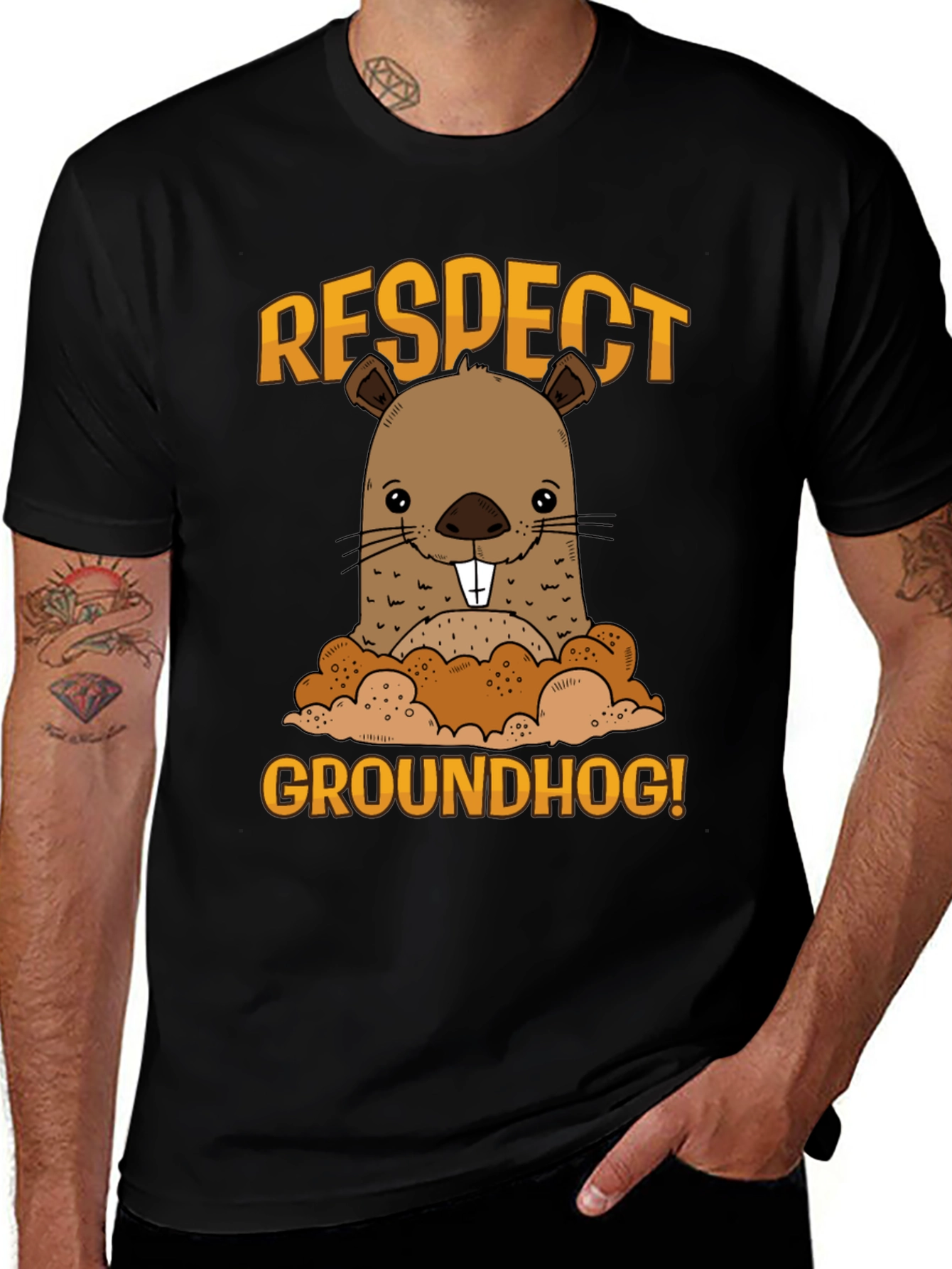Respect Groundhog Funny Graphic T-Shirt