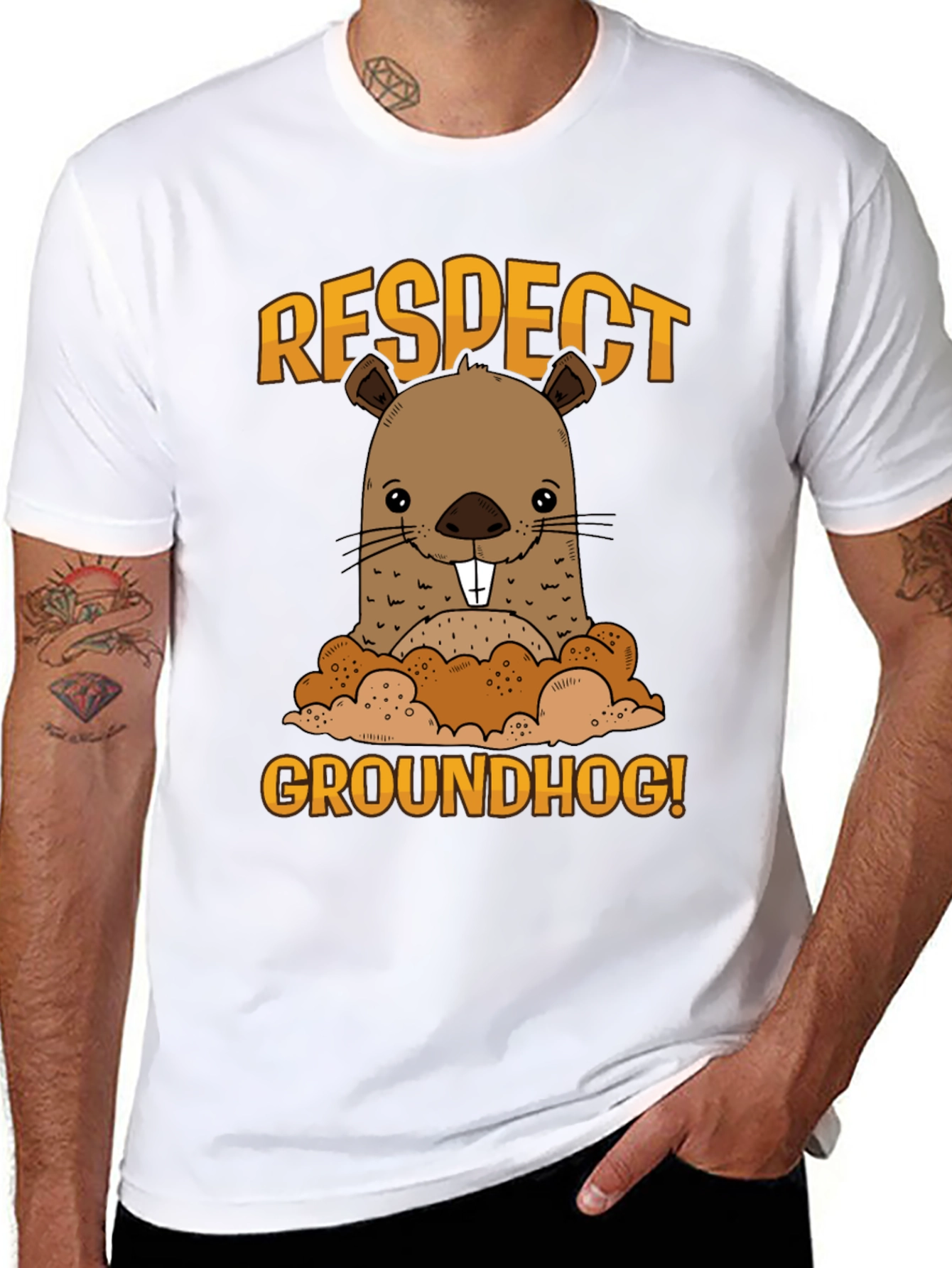 Respect Groundhog Funny Graphic T-Shirt