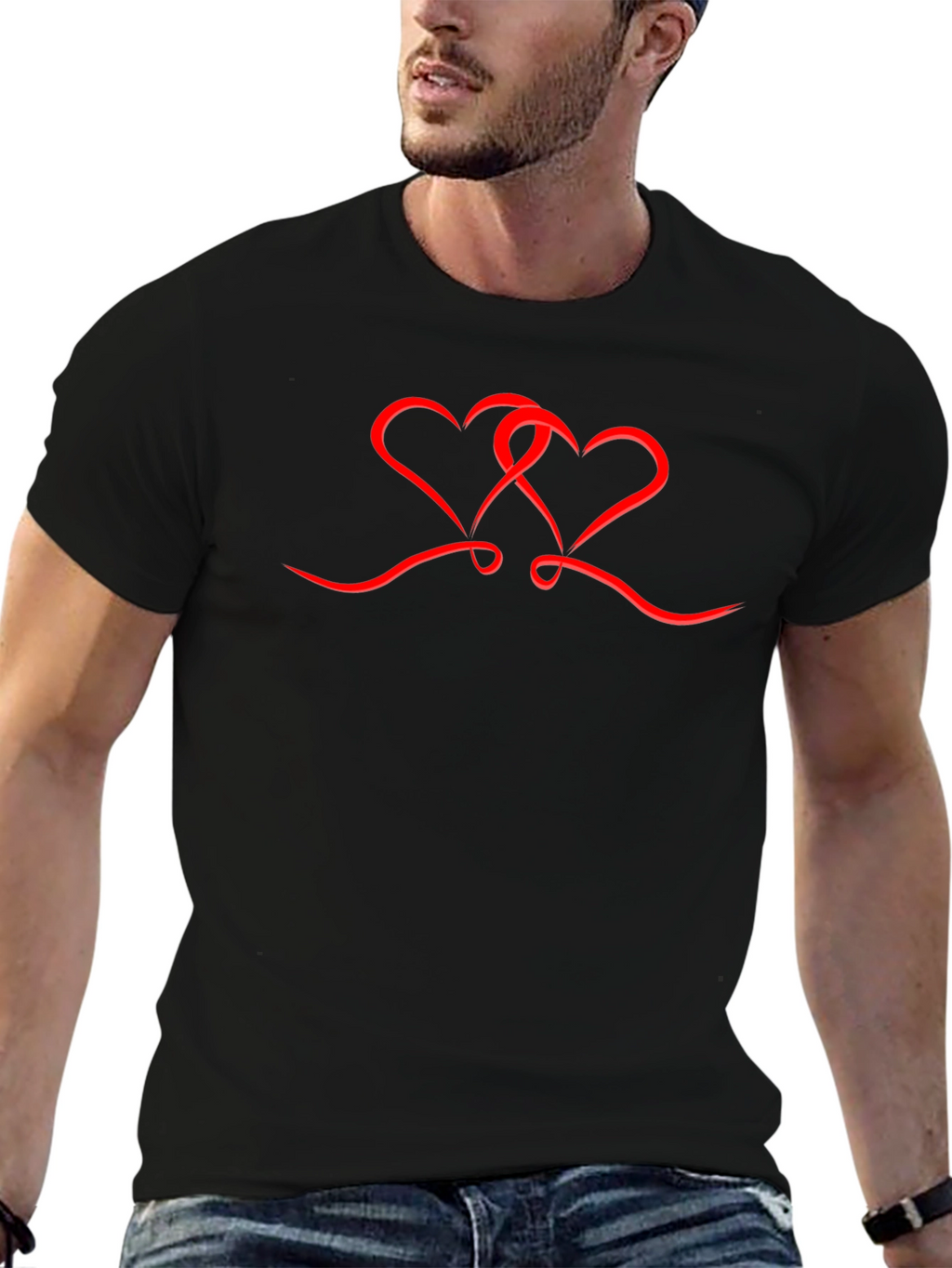 Heart Graphic Tee - Mens Black T-Shirt