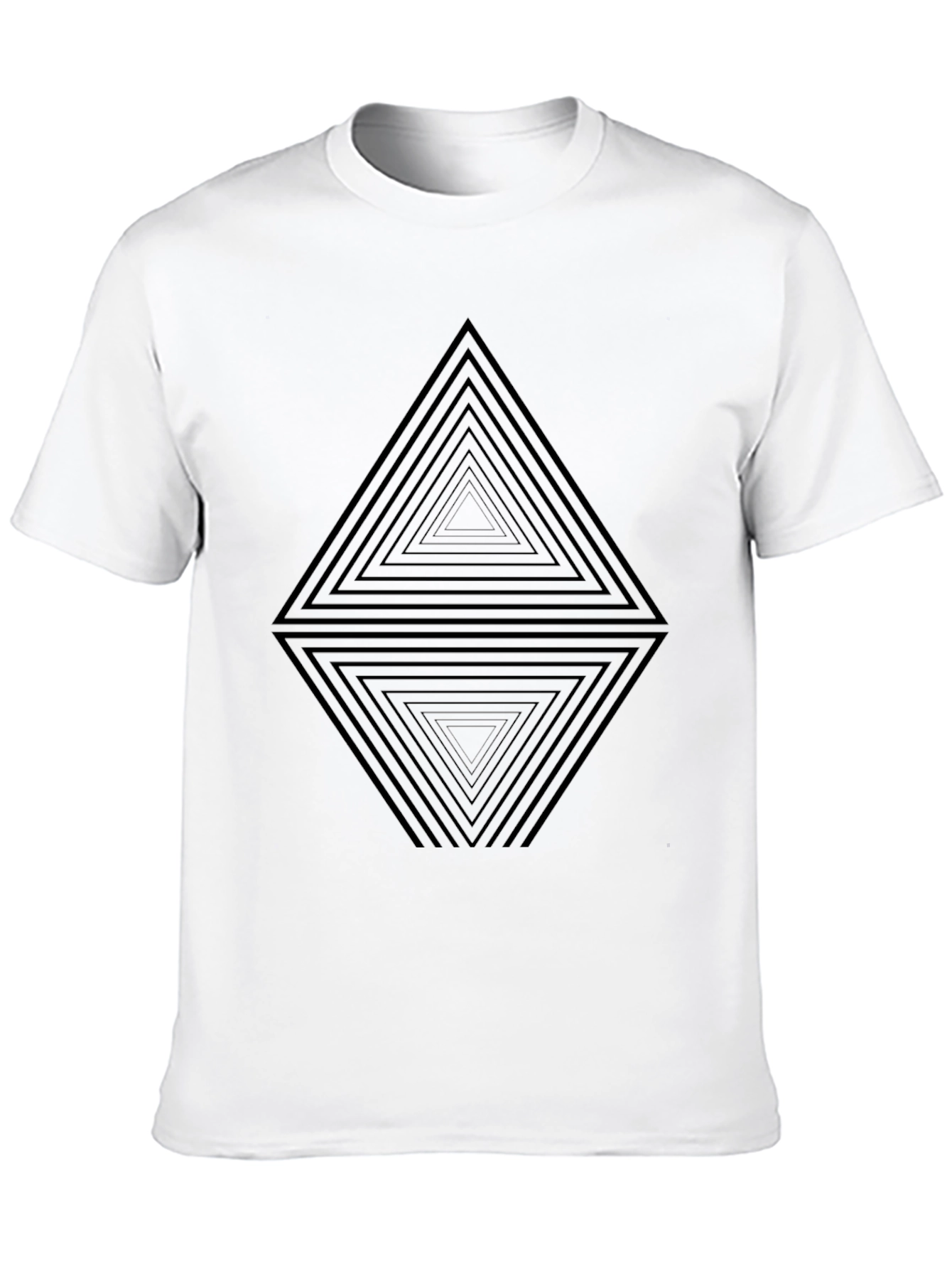 Geometric Triangle Illusion Black T-Shirt