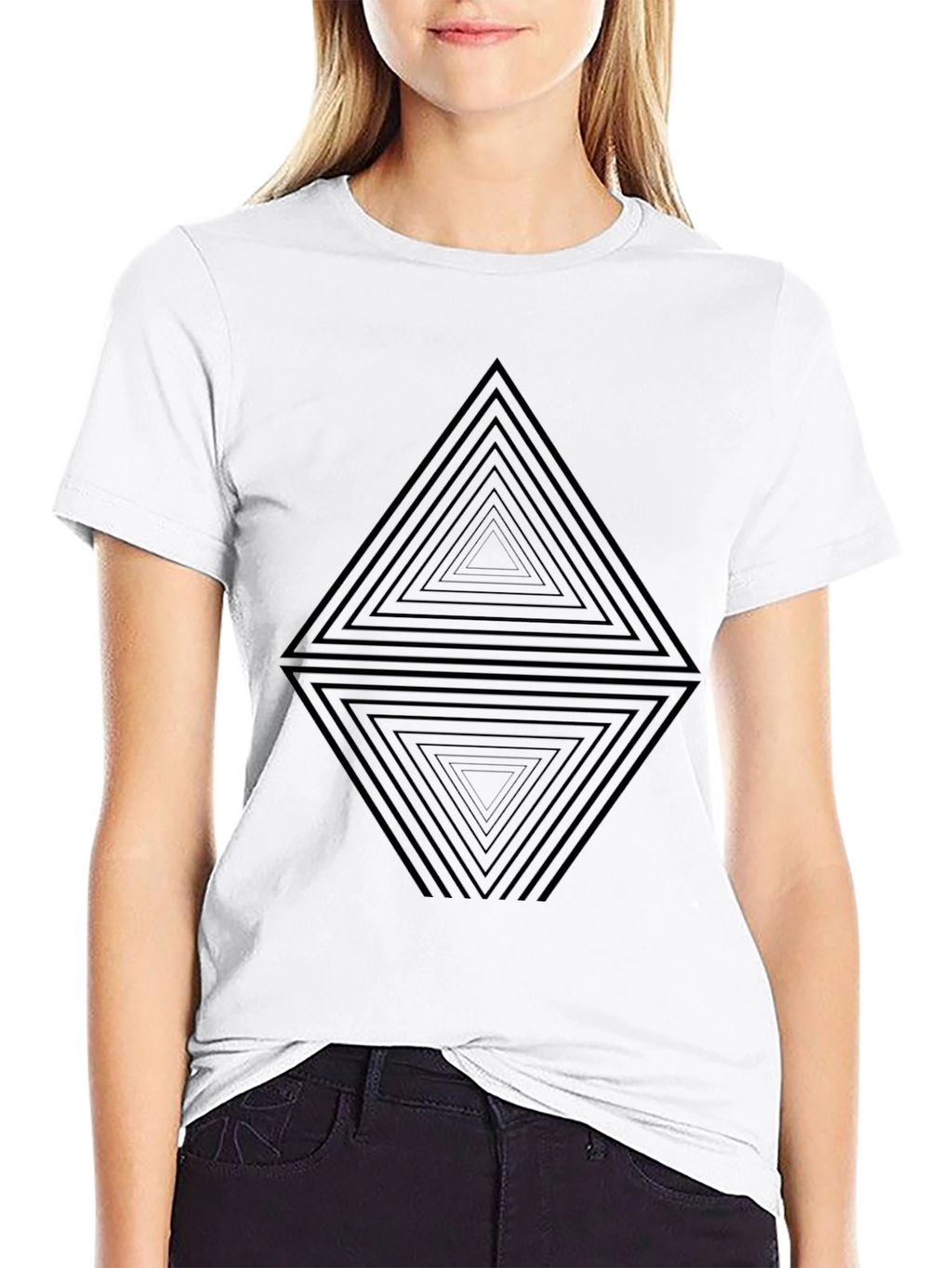 Geometric Triangle Illusion Black T-Shirt