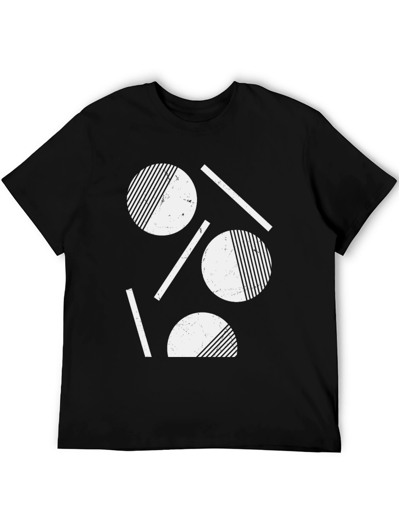 Abstract Geometric Graphic Tee - Black Cotton Blend