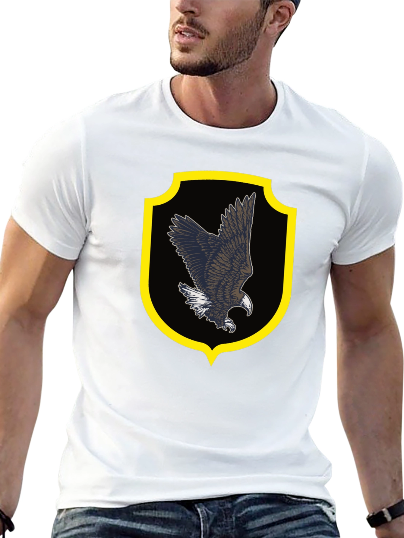 Eagle Crest Graphic Tee - Black Cotton Shirt