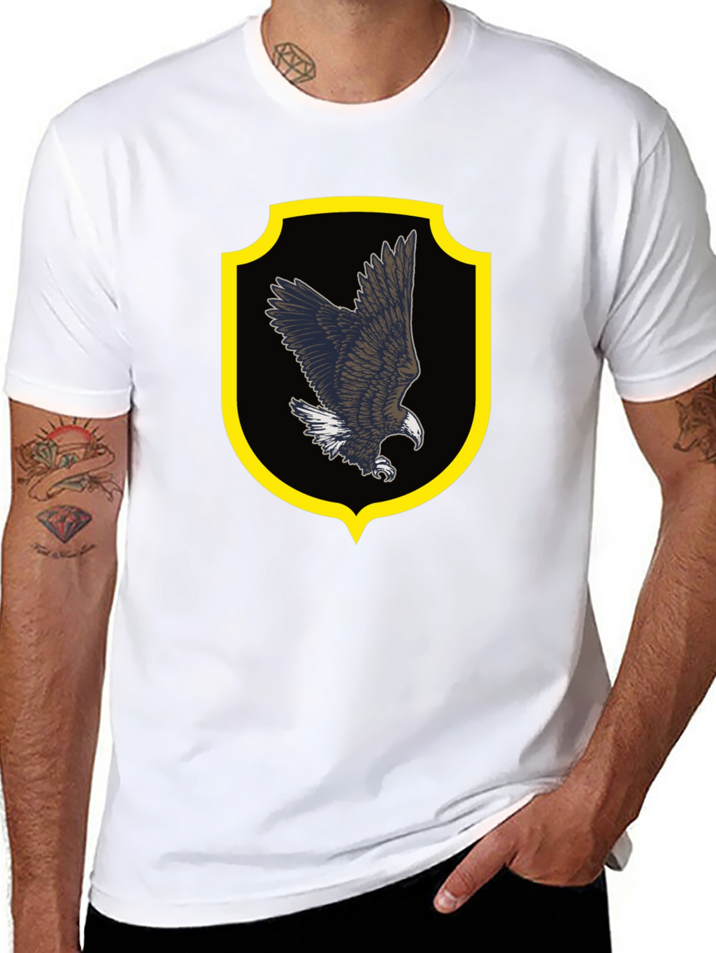 Eagle Crest Graphic Tee - Black Cotton Shirt