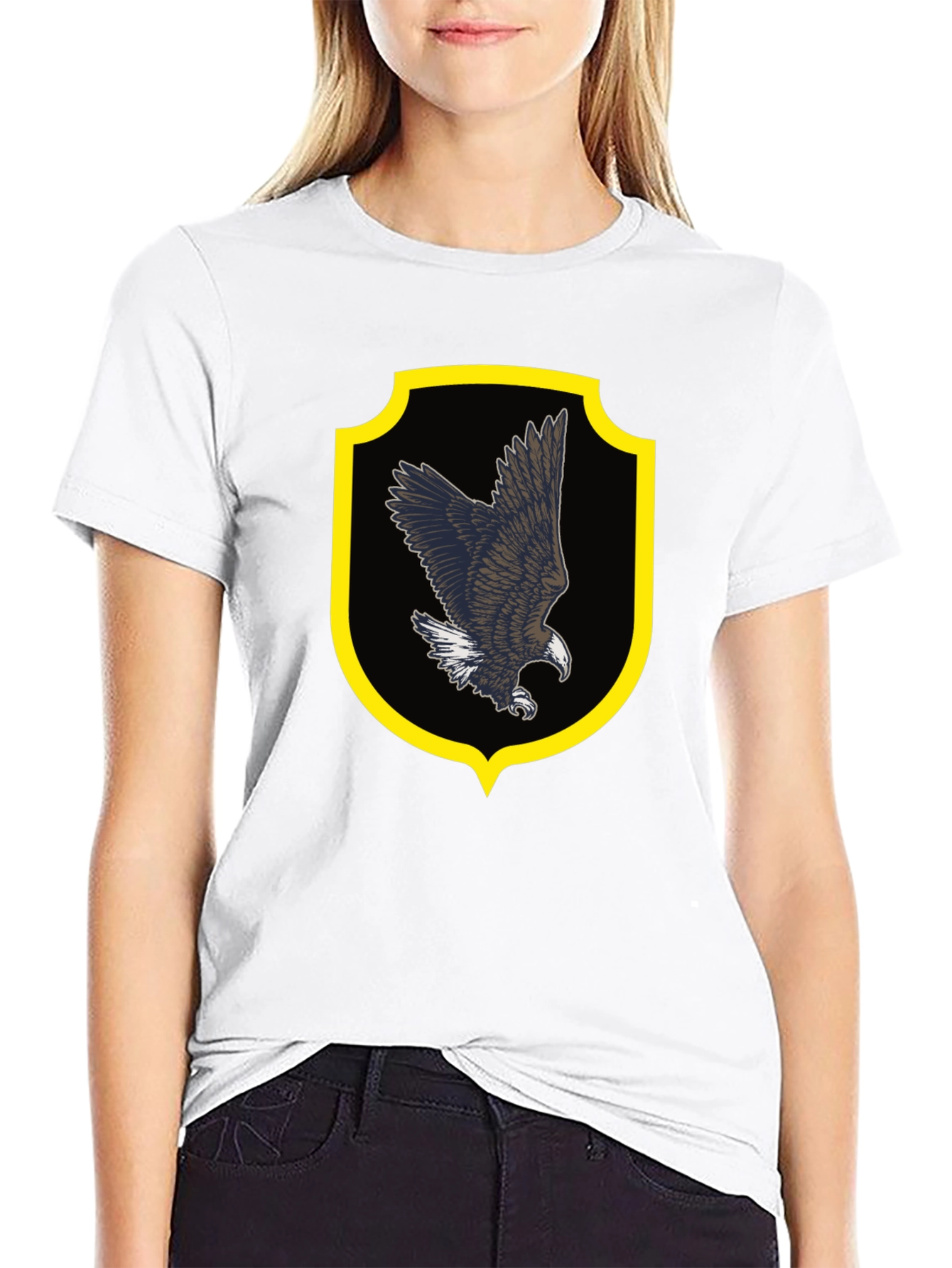 Eagle Crest Graphic Tee - Black Cotton Shirt