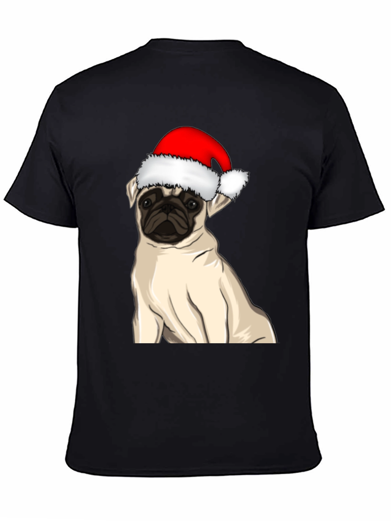 Pug in Santa Hat Graphic Tee