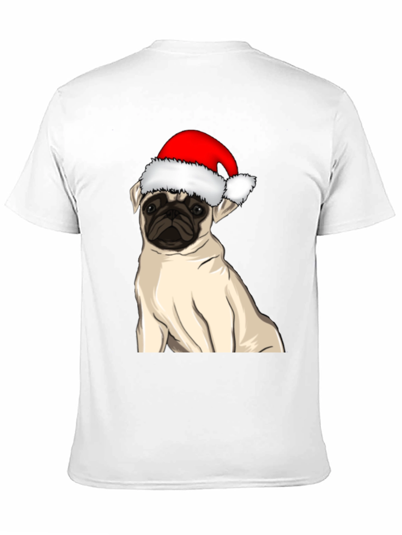 Pug in Santa Hat Graphic Tee
