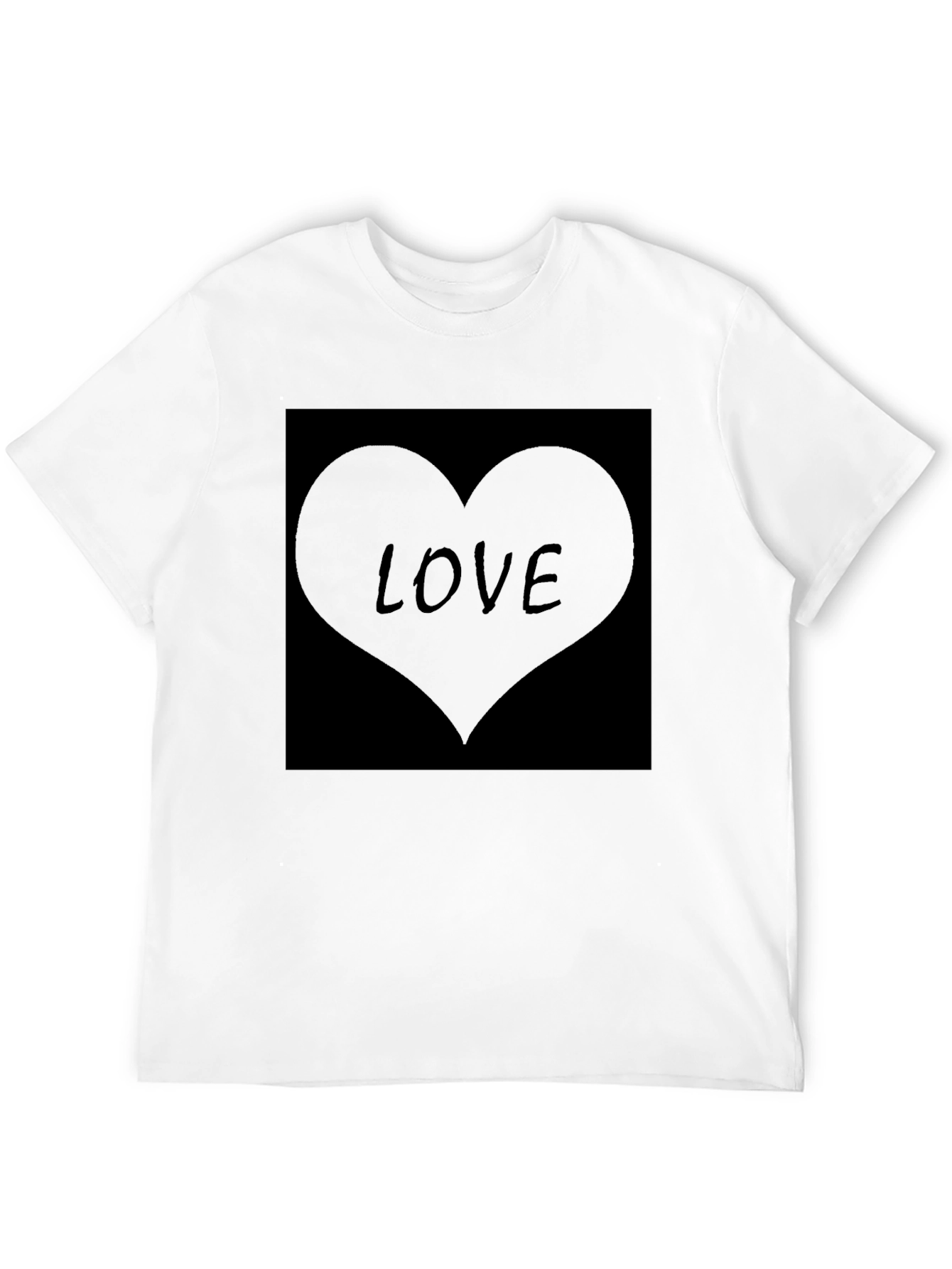 Mens Black Love Heart Graphic T-Shirt