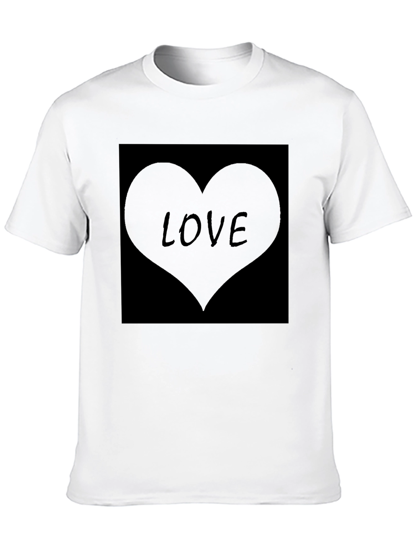 Mens Black Love Heart Graphic T-Shirt