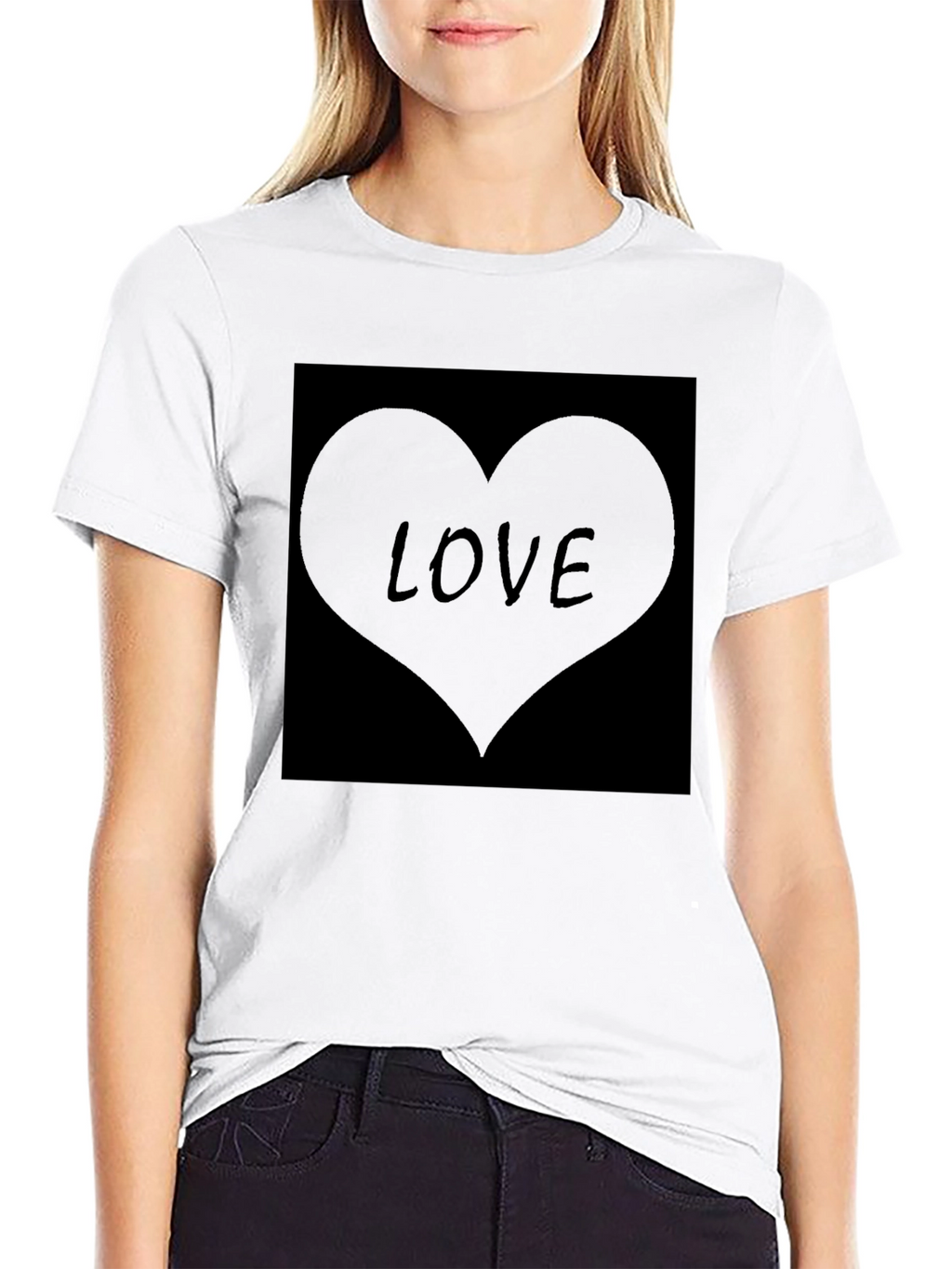 Mens Black Love Heart Graphic T-Shirt
