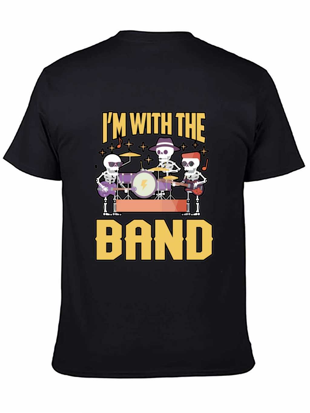 Im With The Band Skeleton Musician Black T-Shirt