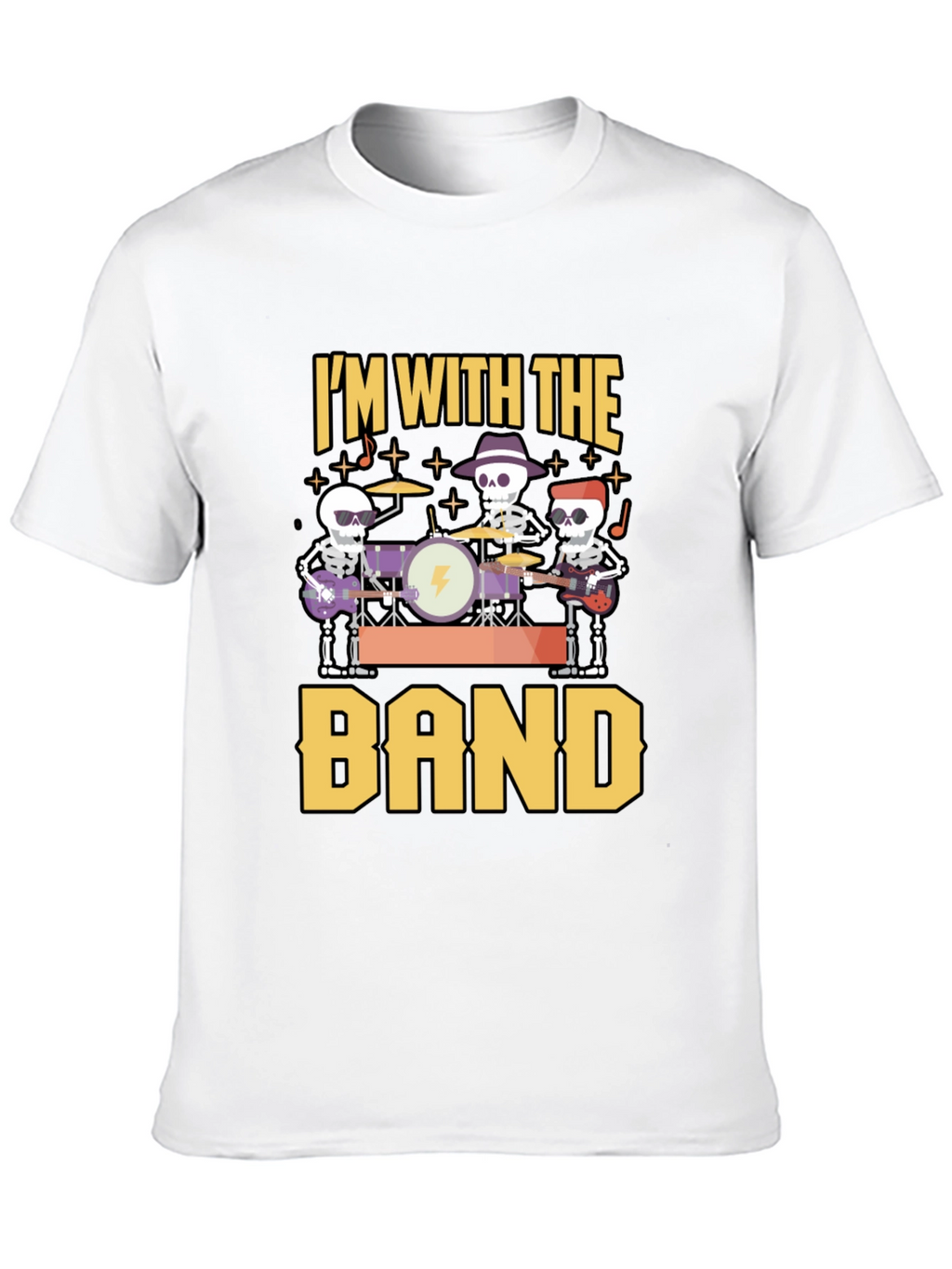 Im With The Band Skeleton Musician Black T-Shirt