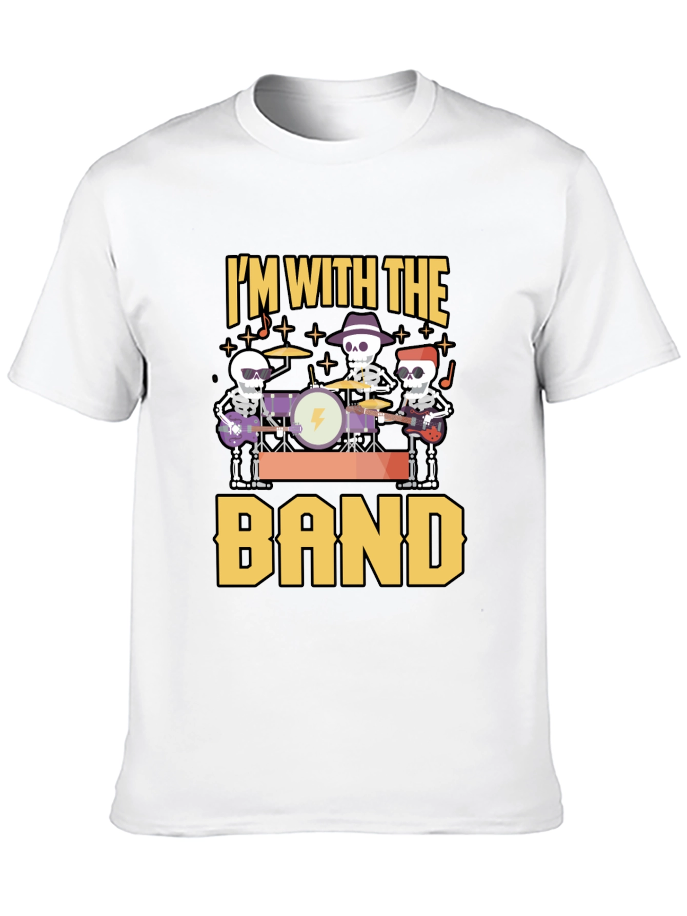 Im With The Band Skeleton Musician Black T-Shirt