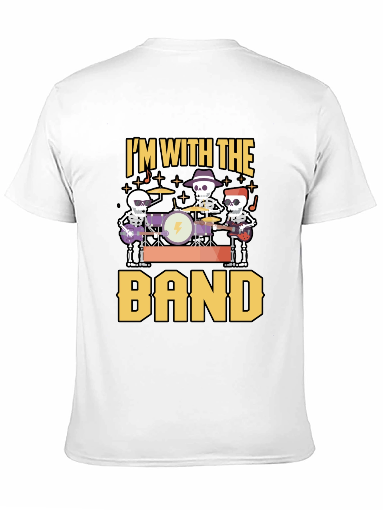 Im With The Band Skeleton Musician Black T-Shirt