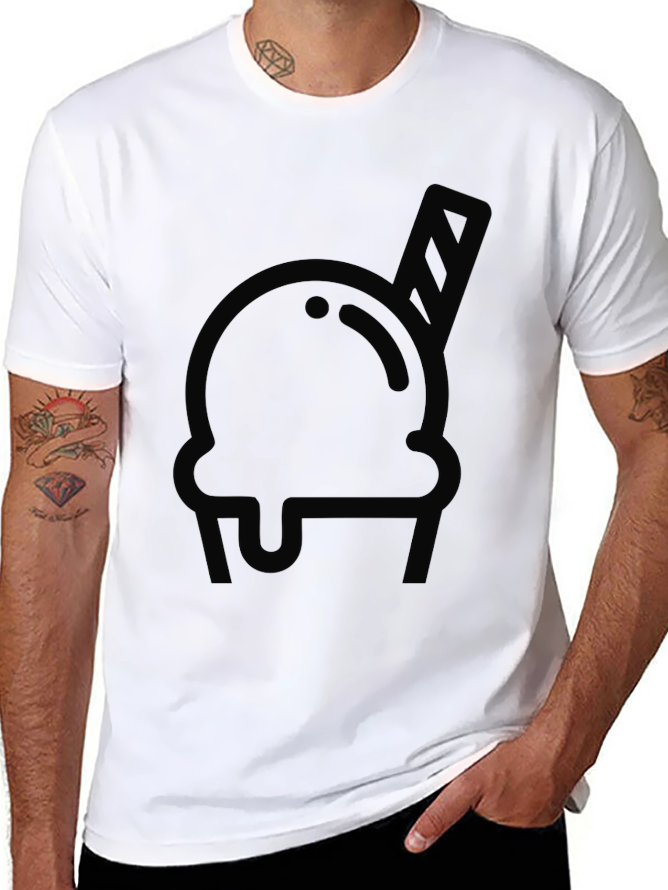Black Ice Cream Graphic Tee - Cool Design
