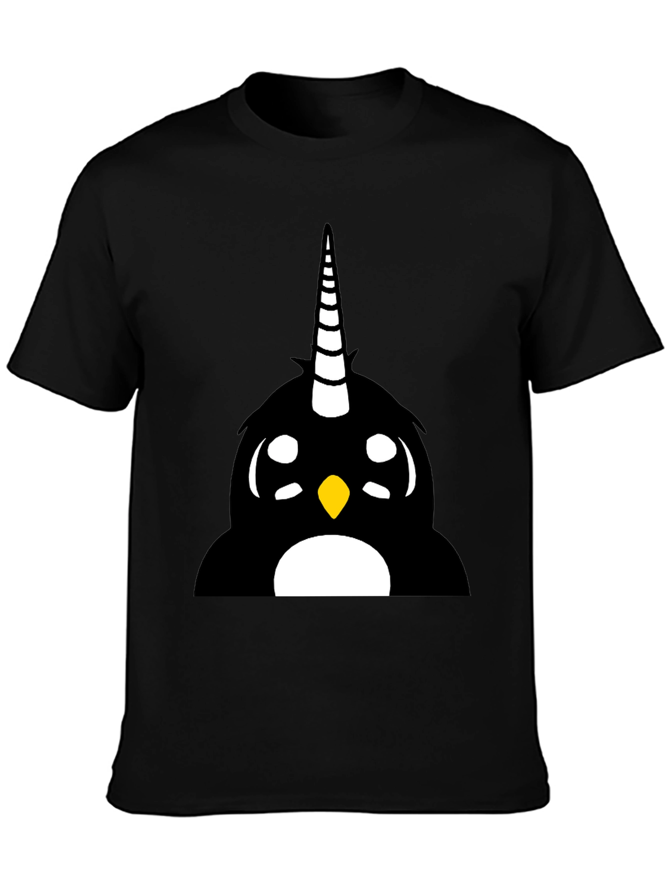 Unicorn Penguin Graphic Tee - Black Cotton Blend Shirt