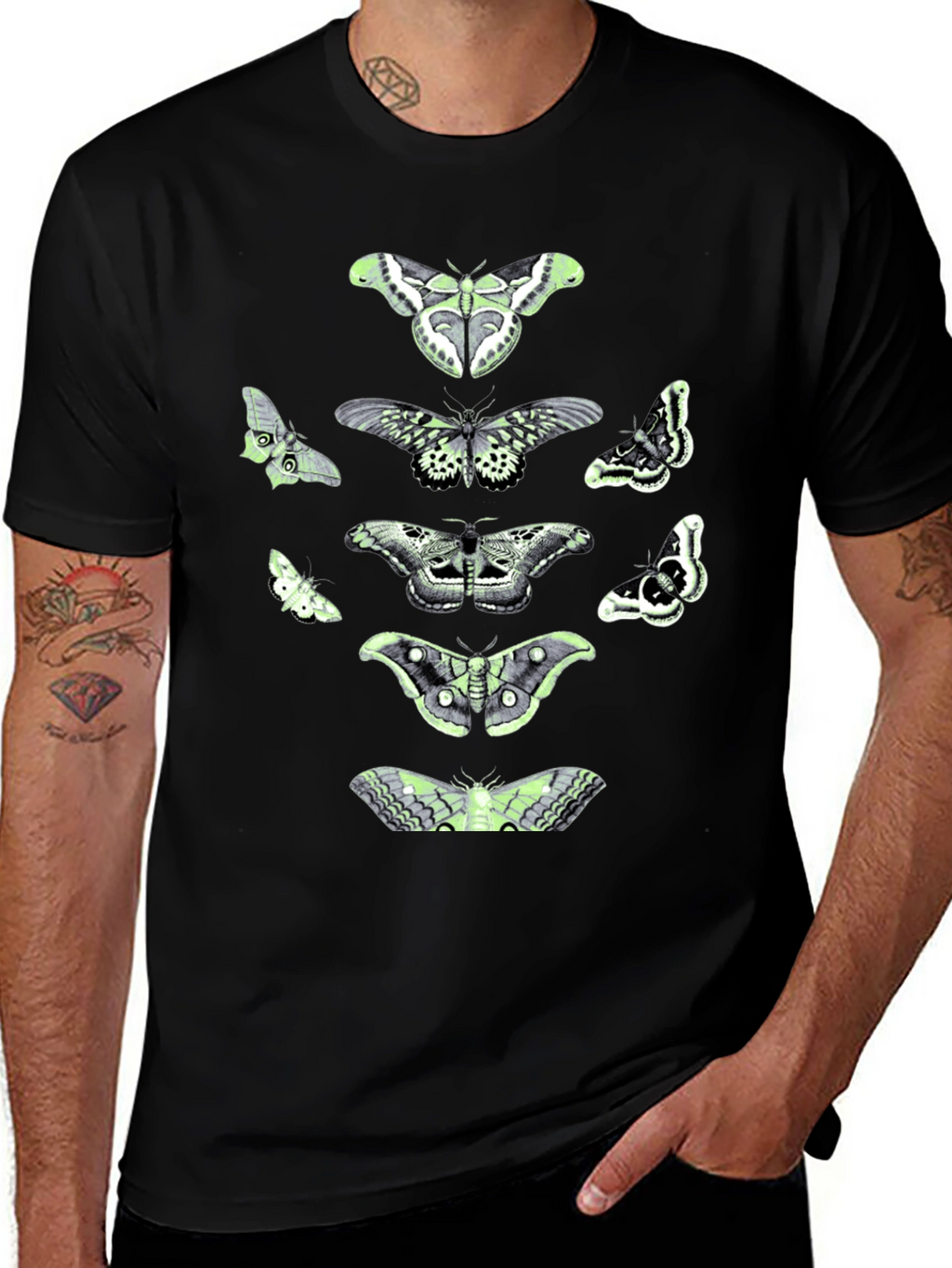 Moth Graphic Tee - Black Cotton Blend