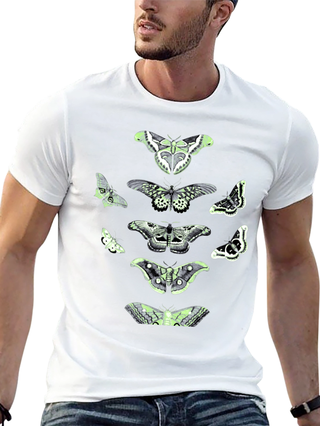 Moth Graphic Tee - Black Cotton Blend