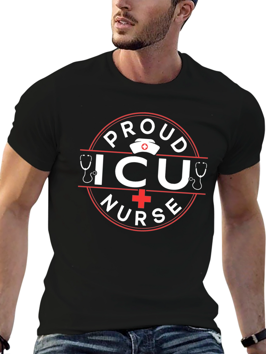 Proud ICU Nurse T-Shirt - Black