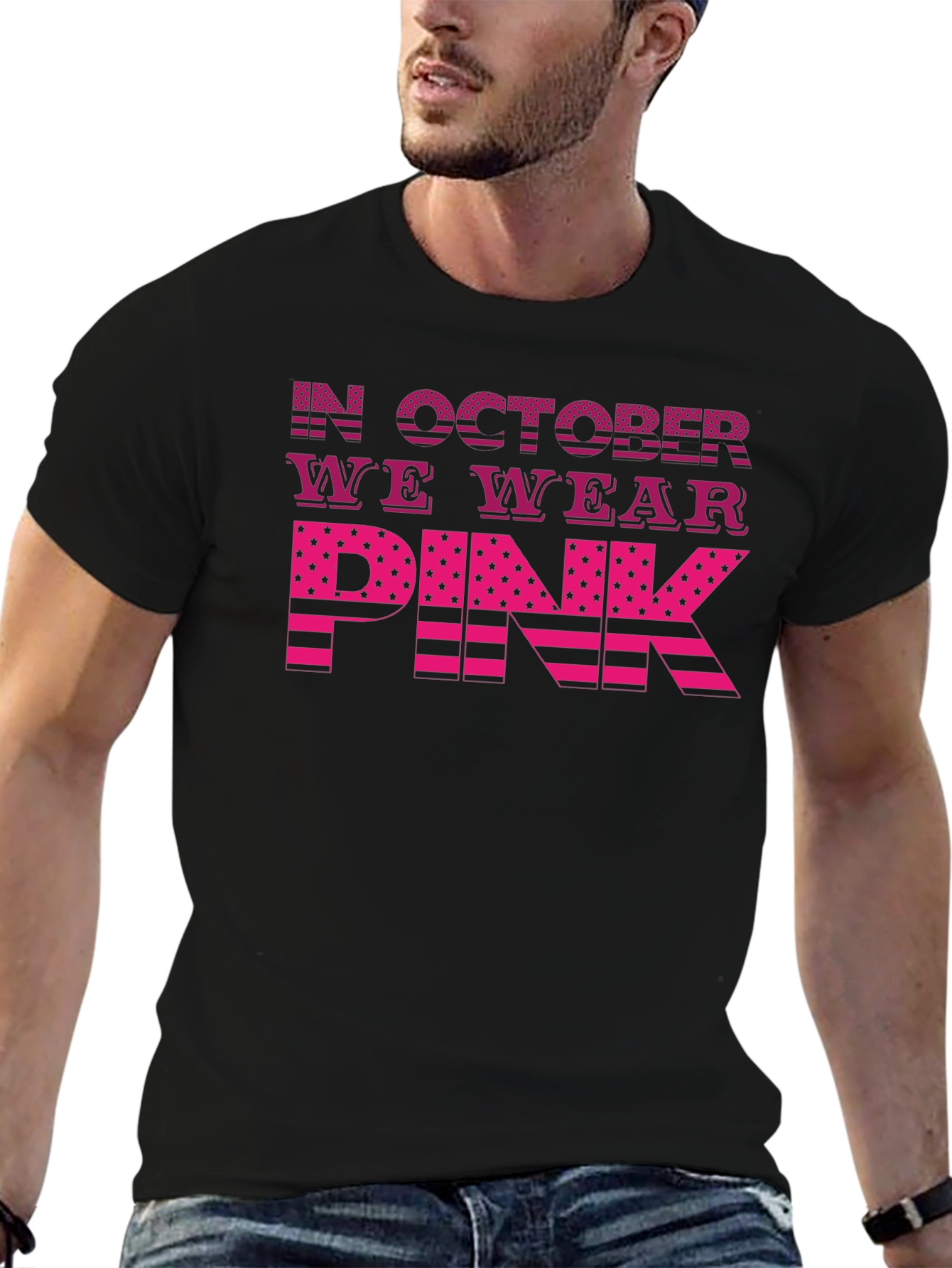 In October We Wear Pink Breast Cancer Awareness T-Shirt