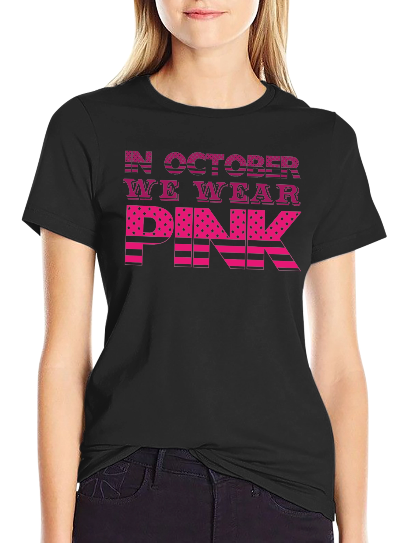In October We Wear Pink Breast Cancer Awareness T-Shirt
