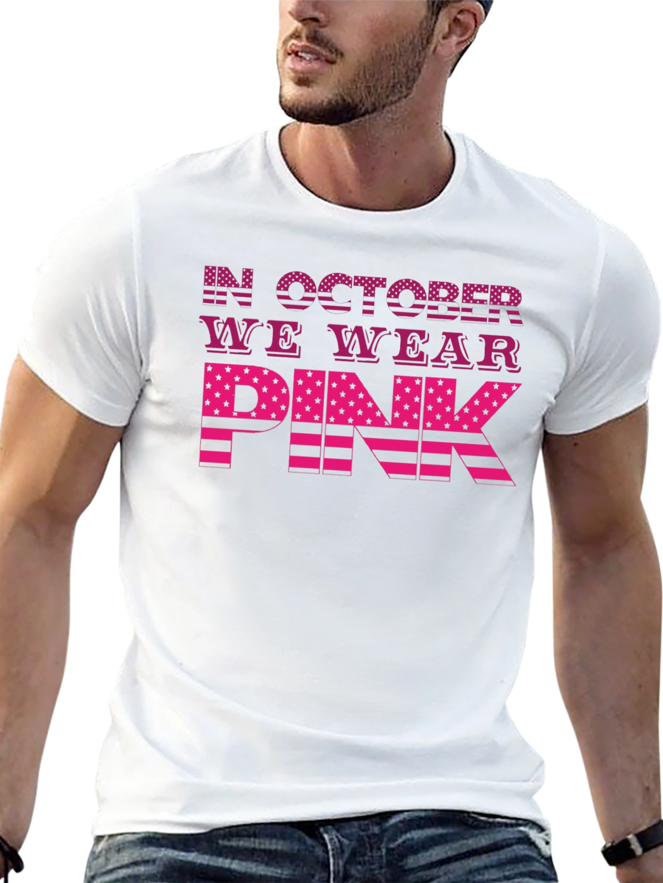In October We Wear Pink Breast Cancer Awareness T-Shirt