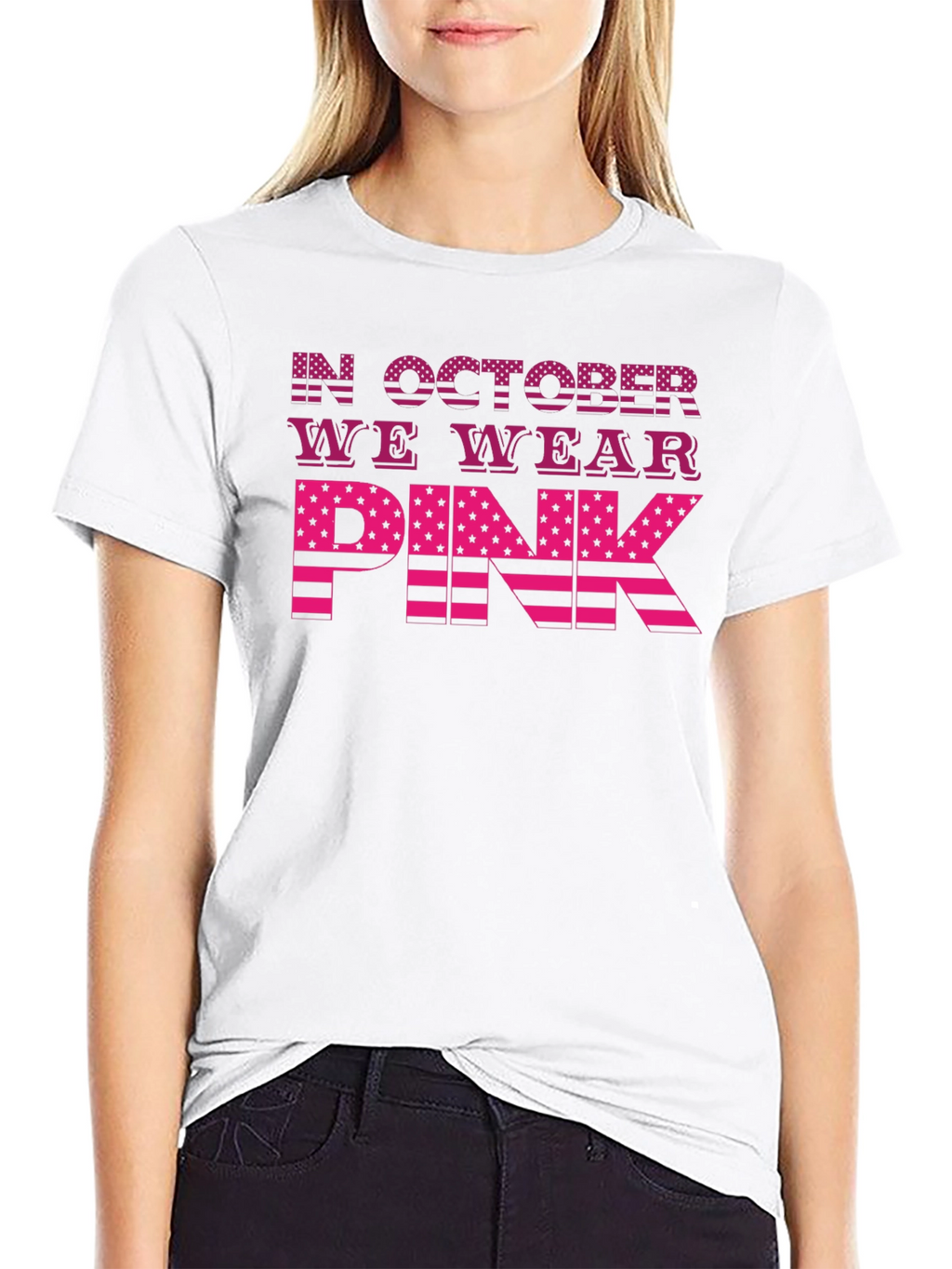In October We Wear Pink Breast Cancer Awareness T-Shirt