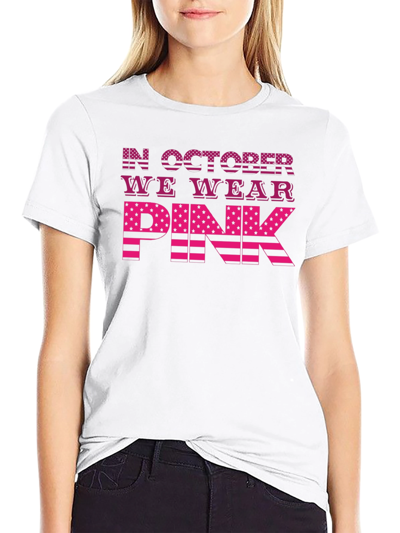In October We Wear Pink Breast Cancer Awareness T-Shirt