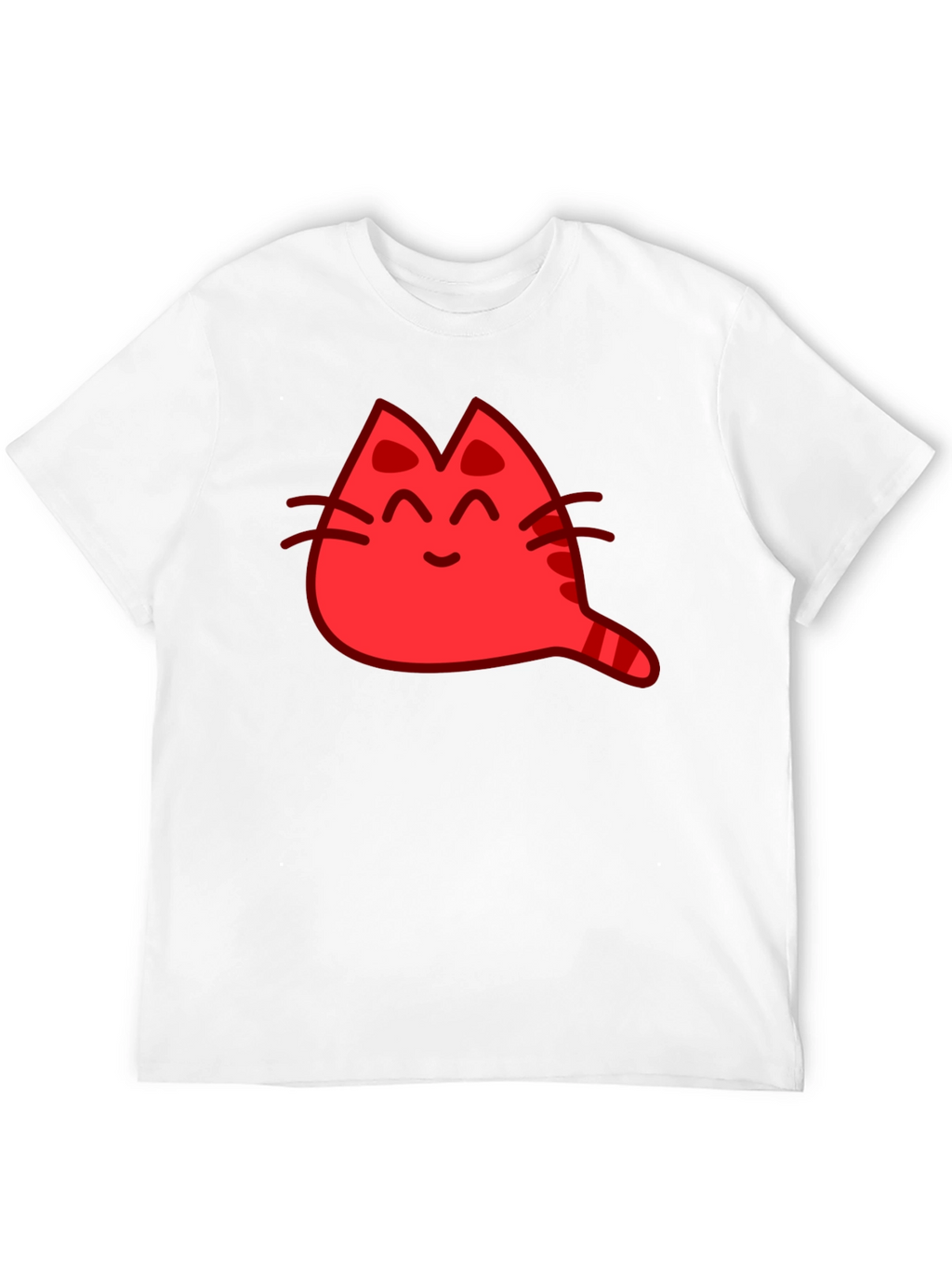 Red Cat Cartoon Graphic Black T-Shirt