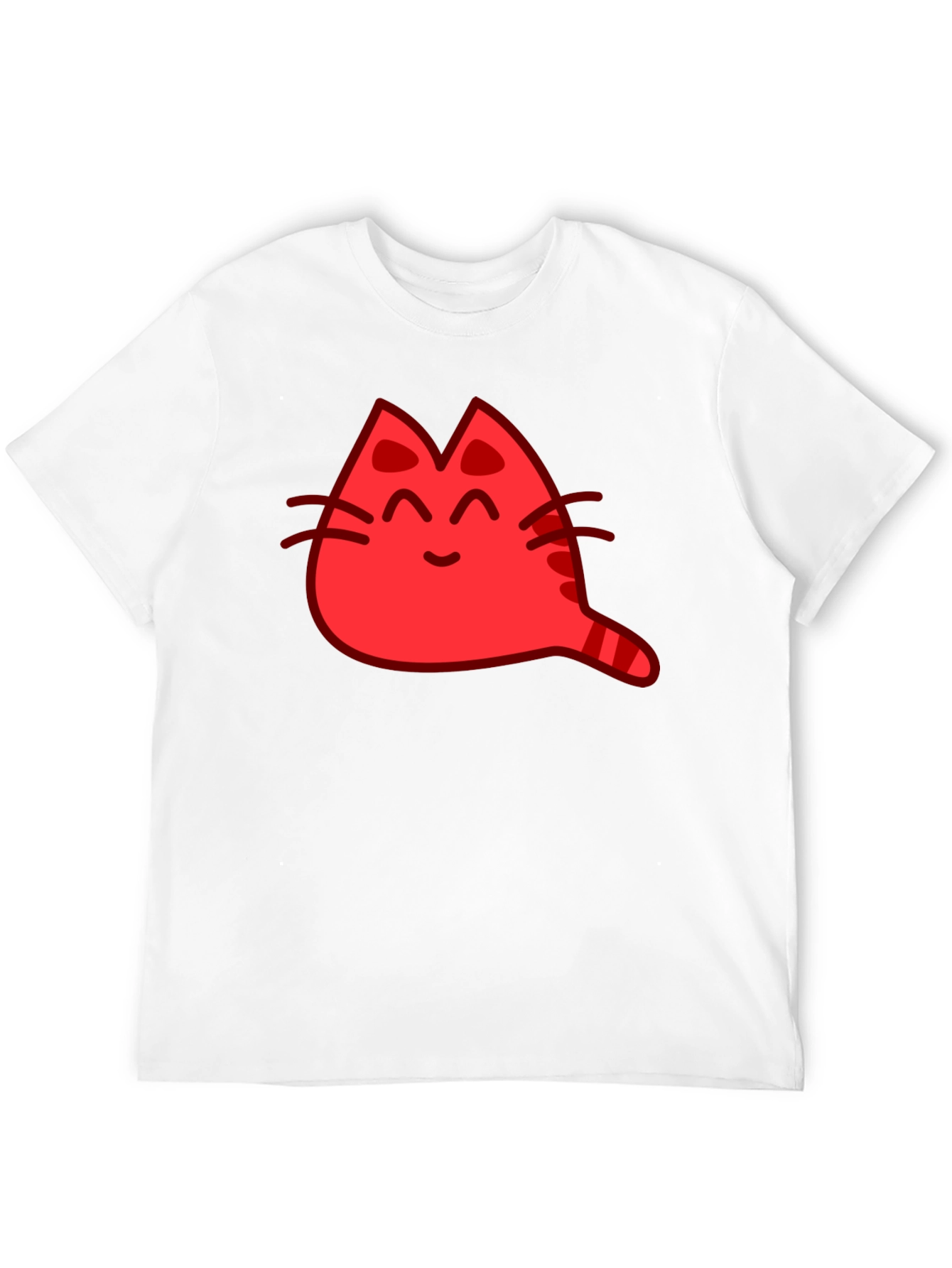 Red Cat Cartoon Graphic Black T-Shirt