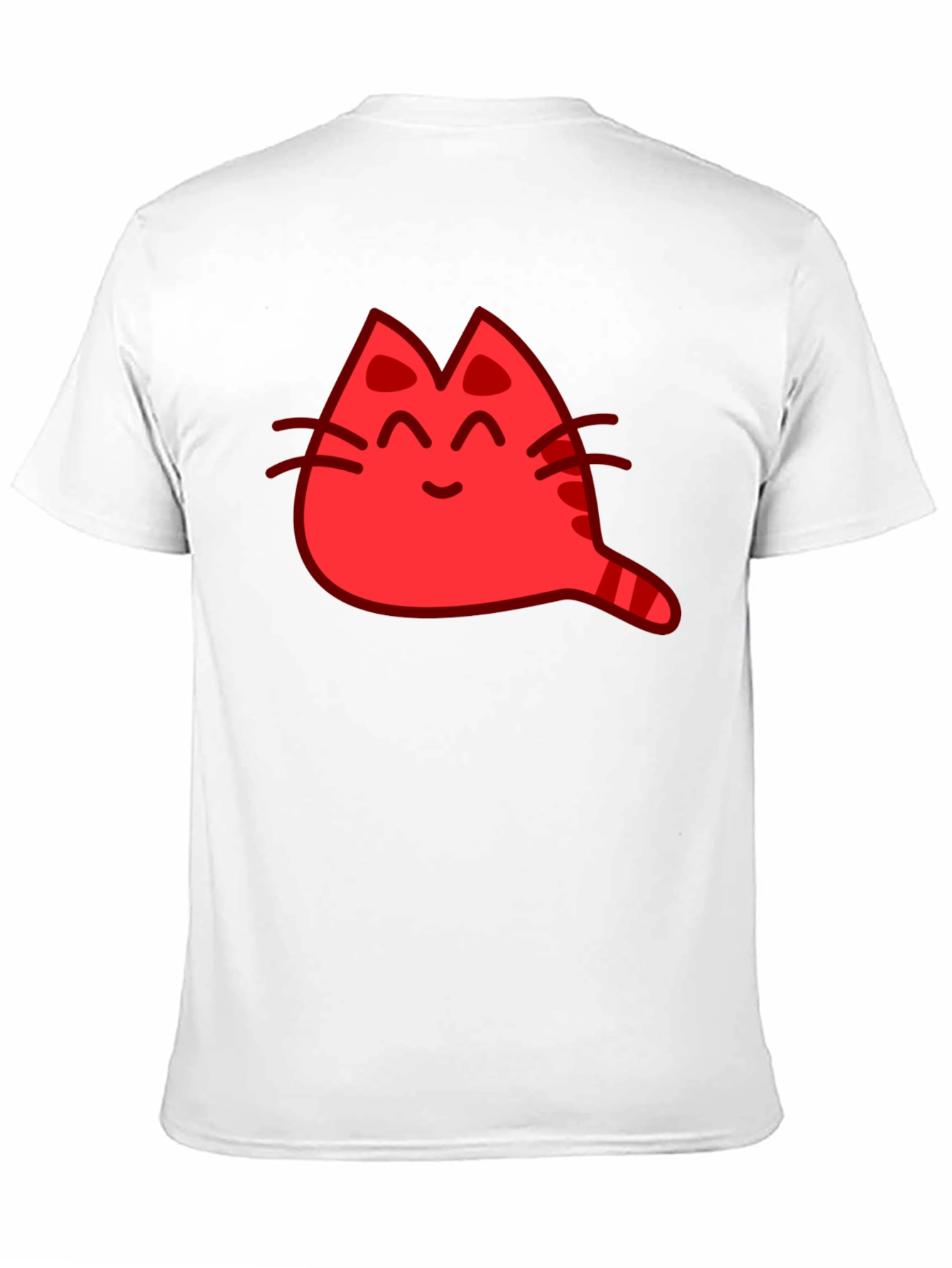 Red Cat Cartoon Graphic Black T-Shirt