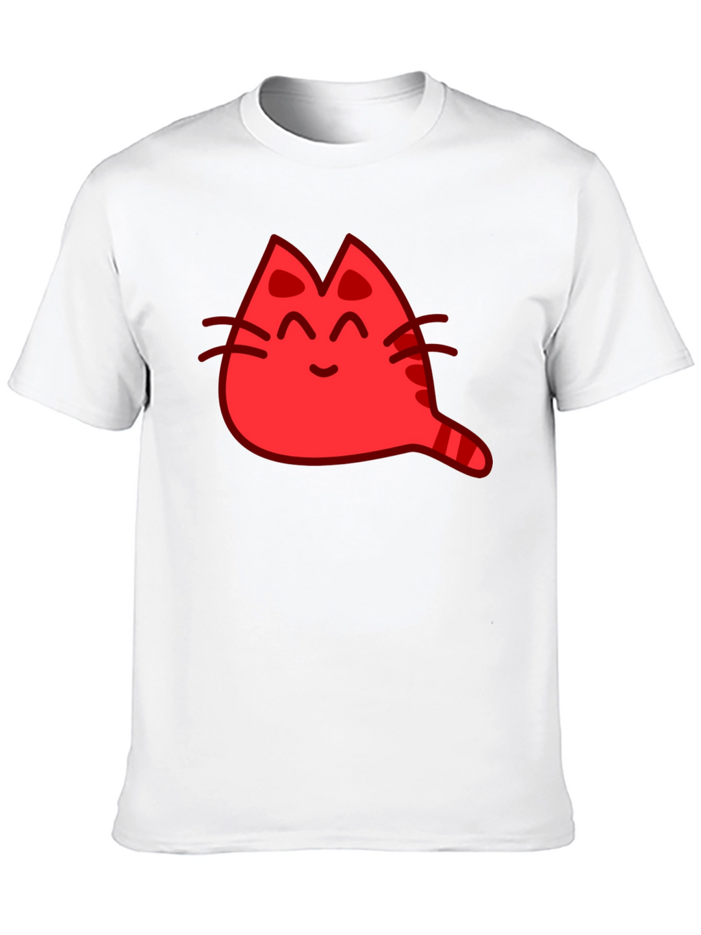 Red Cat Cartoon Graphic Black T-Shirt