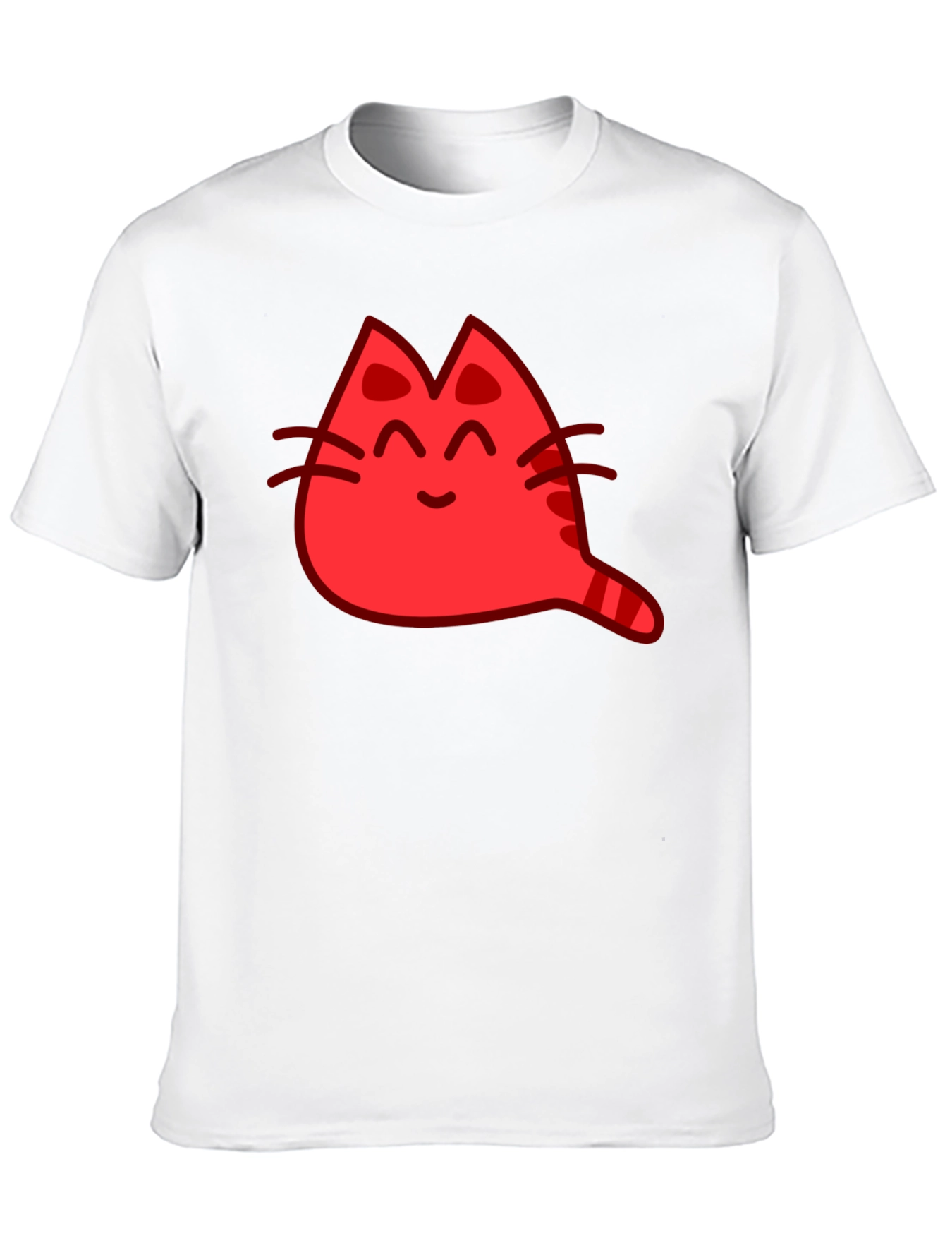 Red Cat Cartoon Graphic Black T-Shirt