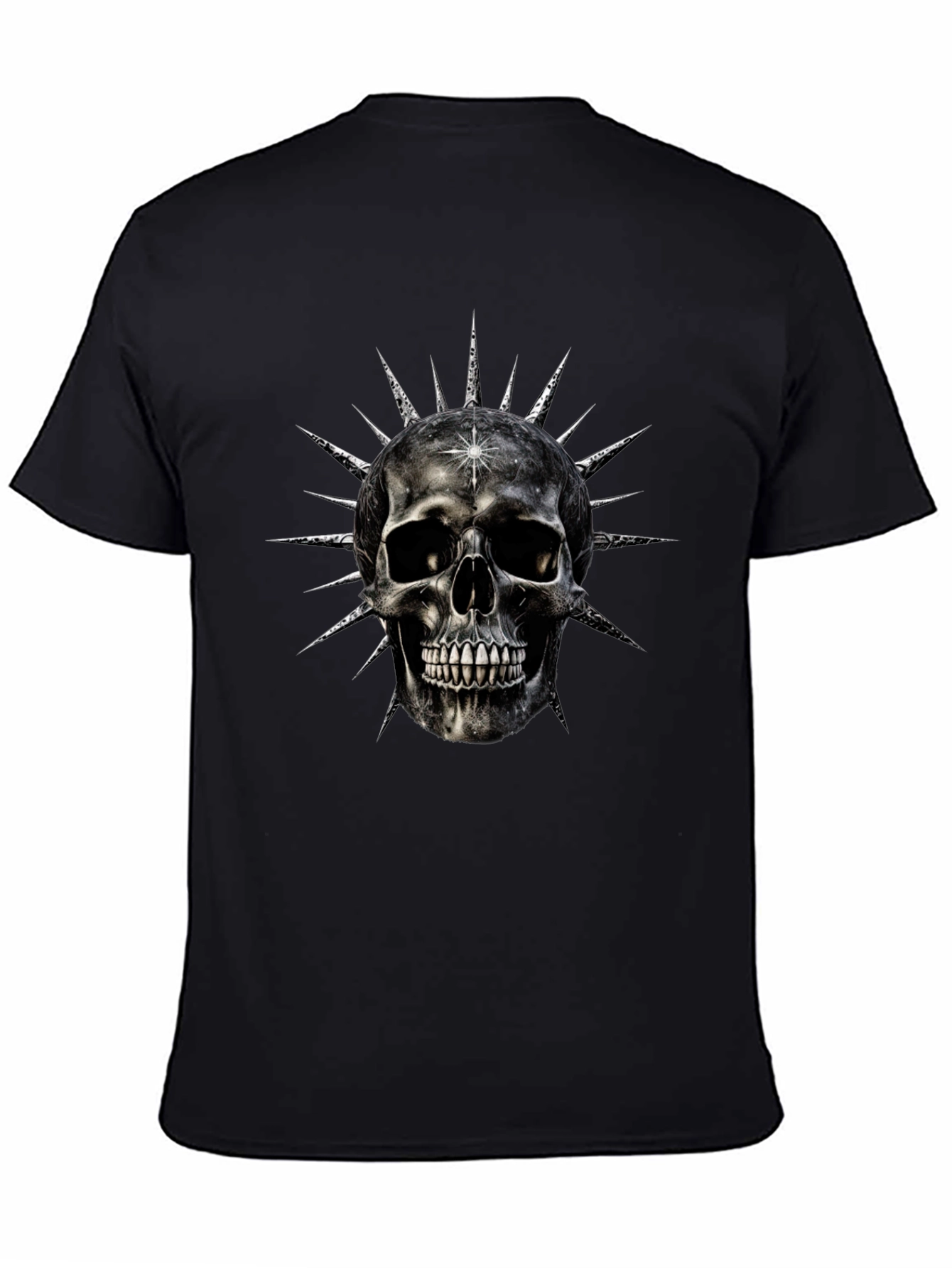 Skull & Spike Graphic Print Mens Black T-Shirt