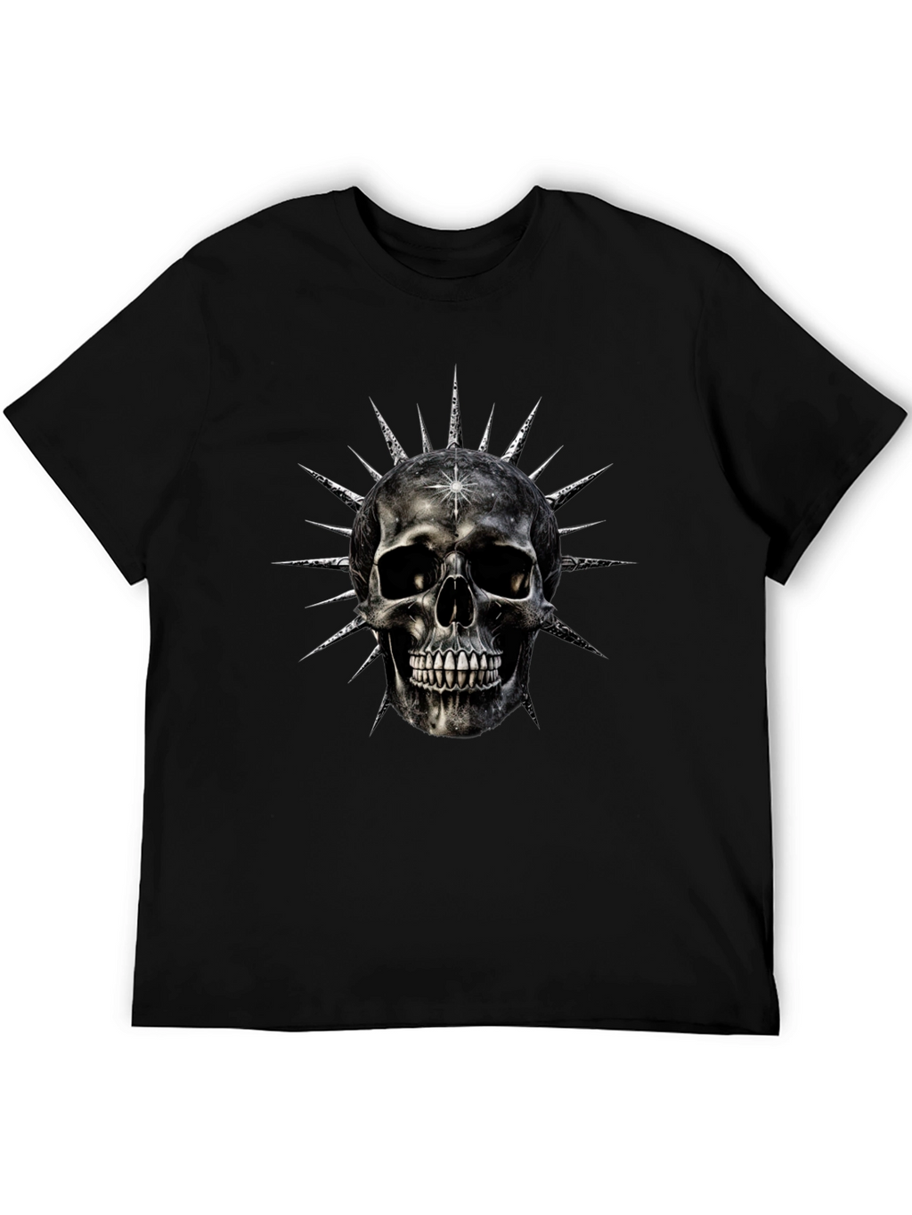 Skull & Spike Graphic Print Mens Black T-Shirt
