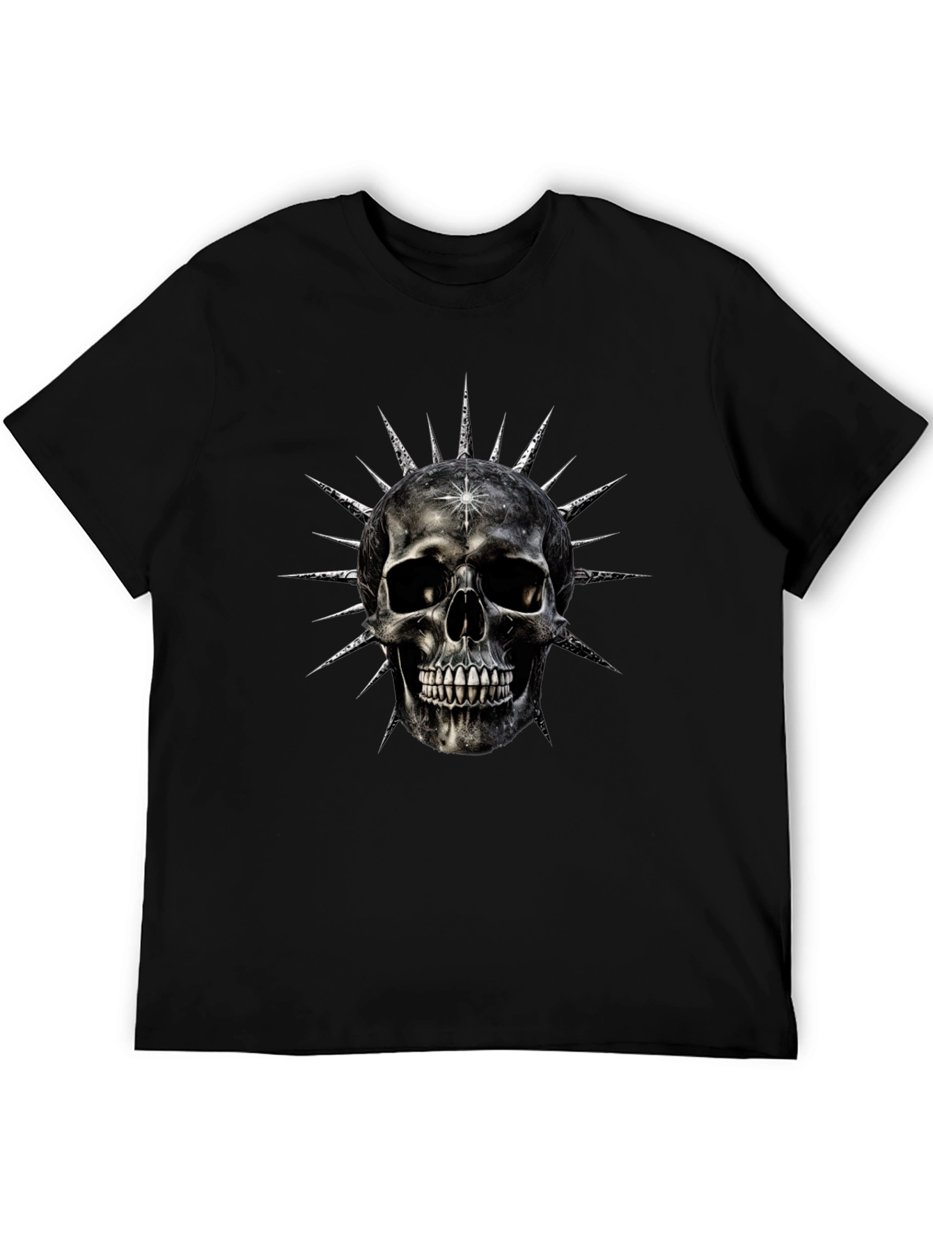 Skull & Spike Graphic Print Mens Black T-Shirt